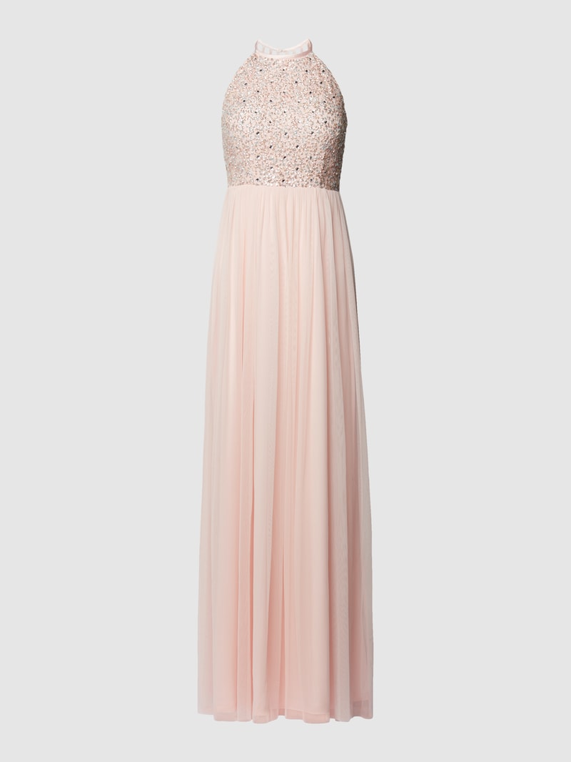 Abendkleid mit Paillettenbesatz in hellrosa