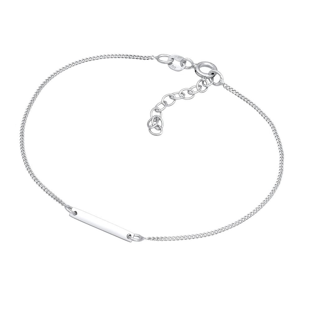 Elli Elli Bracelet Femmes Plaque Simple Personnalisation Gravable en Argent Sterling 9 Bracelet