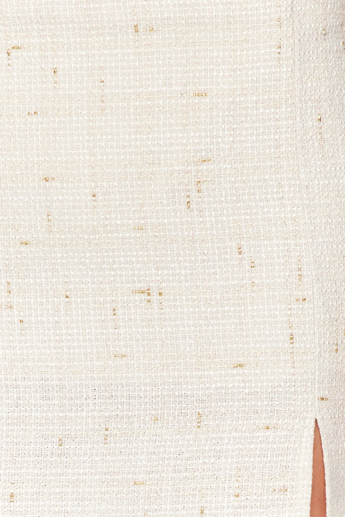 Trendyol Collection  Ecrufarbener, geschlitzter, detaillierter Mini-Webrock aus Tweed-Stoff TWOAW24ET00350