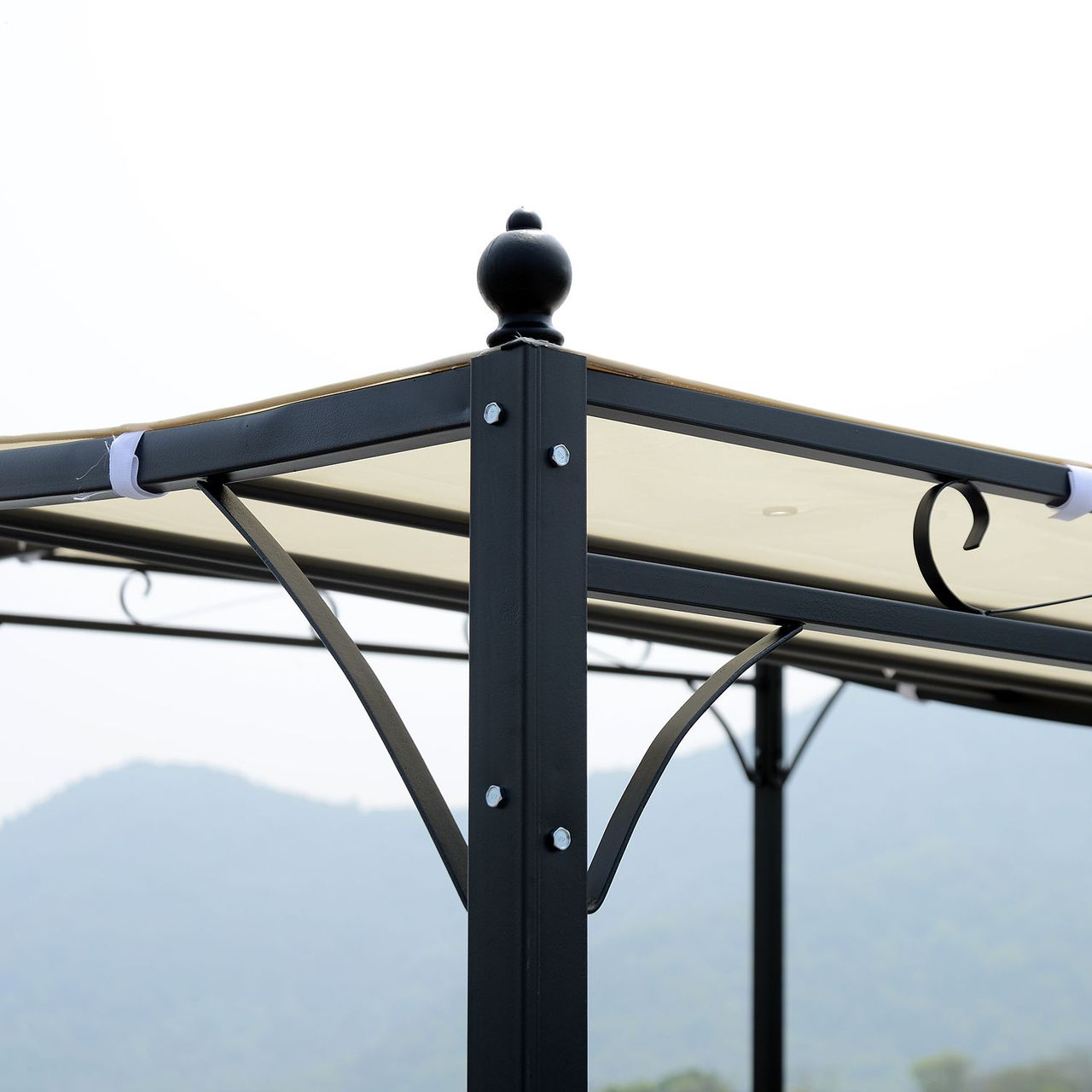 Outsunny Pergola Gartenpavillon Pavillon Überdachung Zelt Metall Creme