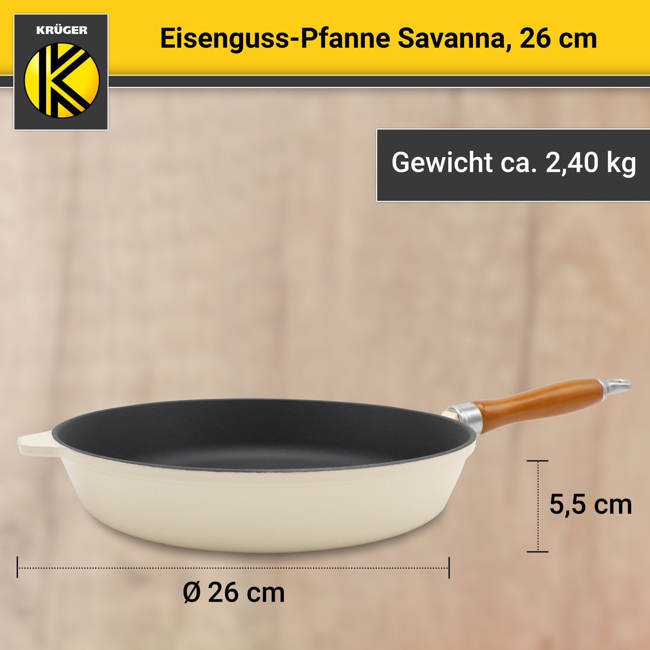 Karl Krüger Eisenguss Pfanne SAVANNA, 26 cm