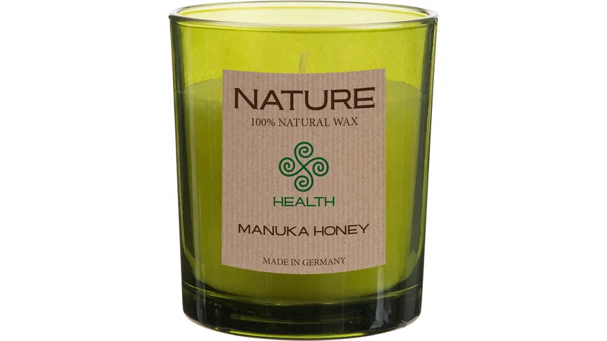 Nature Duftkerze im Glas Manuka Honig grünes Glas, Kerze natural