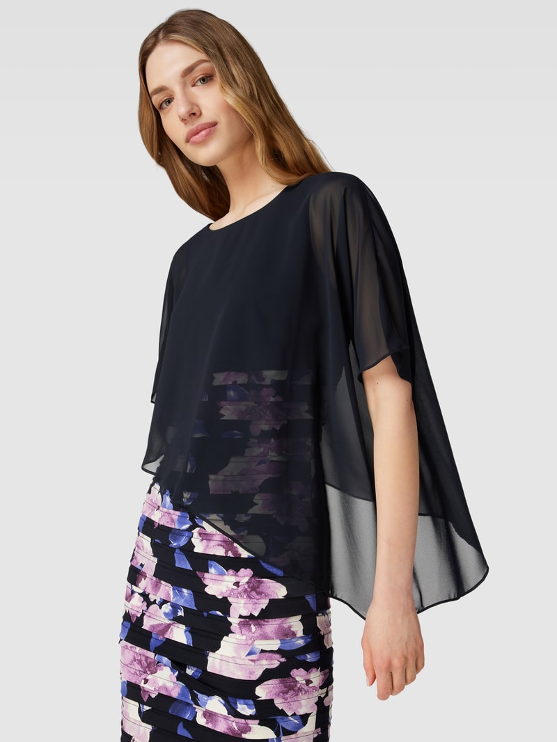 Cocktailkleid in Layer-Optik in marineblau meliert