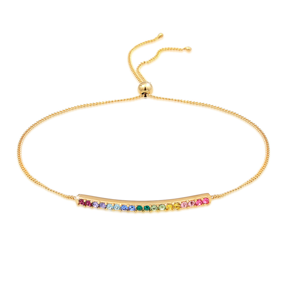 Elli Elli Bracelet Arc-en-Ciel Réglable Élégant Bracelet Femme - (925/1000) Argent Pla Bracelet
