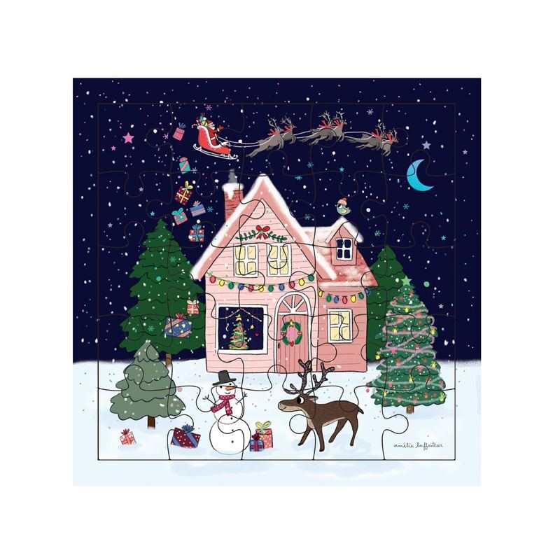 Carte Puzzle Joyeux Noël chalet