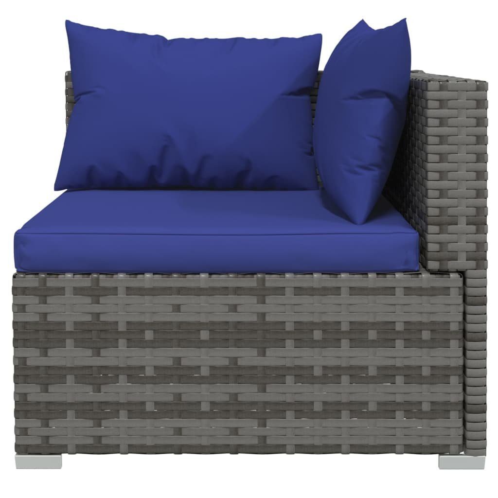 vidaXL Gartenlounge-Set 4-tlg. Garten-Lounge-Set mit Kissen Grau Poly Rattan, (1-tlg)
