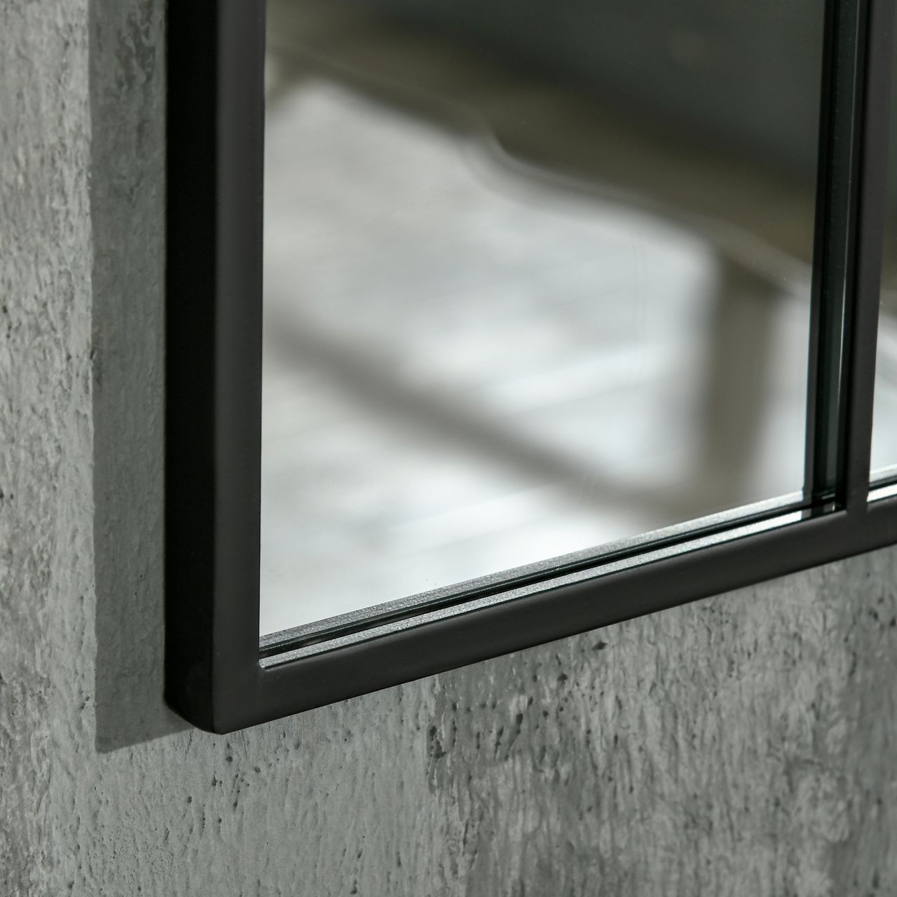 HOMCOM 91 x 60 cm Wandspiegel Bogenfenster-Spiegel Wohnzimmerspiegel Schwarz