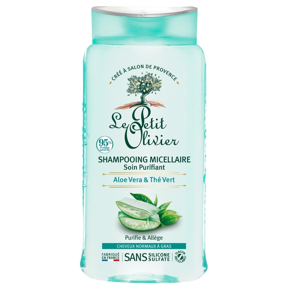 le petit olivier Shampooing Micellaire Soin Purifiant Aloe Vera & Thé Vert Shampooing - Cheveux Normaux à Gras