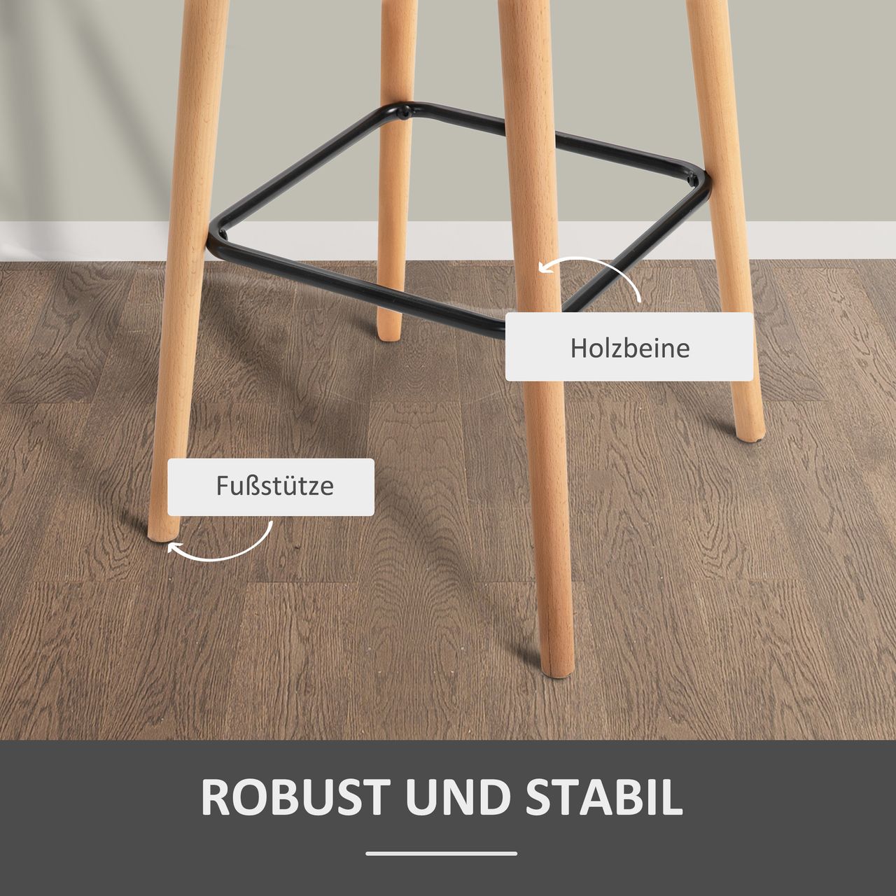 HOMCOM 2er-Set Barhocker, Barstuhl, Bistrohocker, Küchenhocker mit Sitzkissen