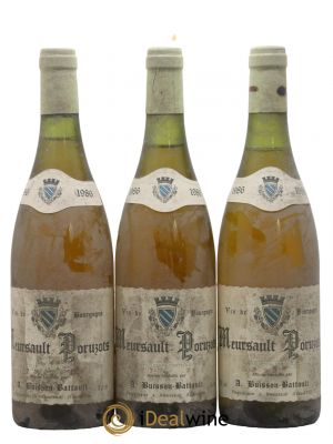 Meursault 1er Cru Poruzots Domaine Buisson Battault 1986 - Lot de 3 Bouteilles