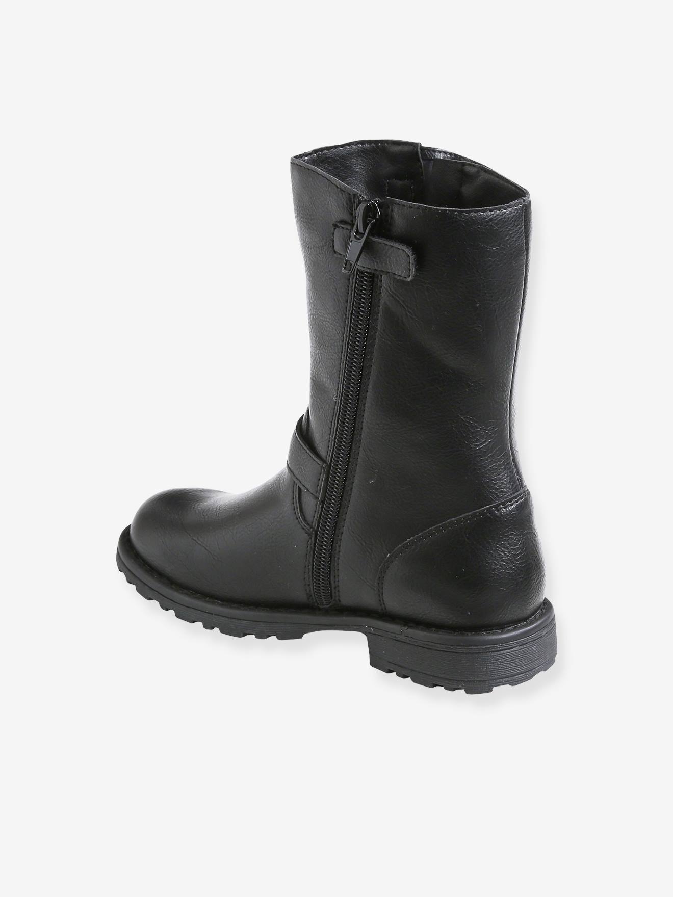 Vertbaudet Mädchen Stiefel im Biker-Style - schwarz