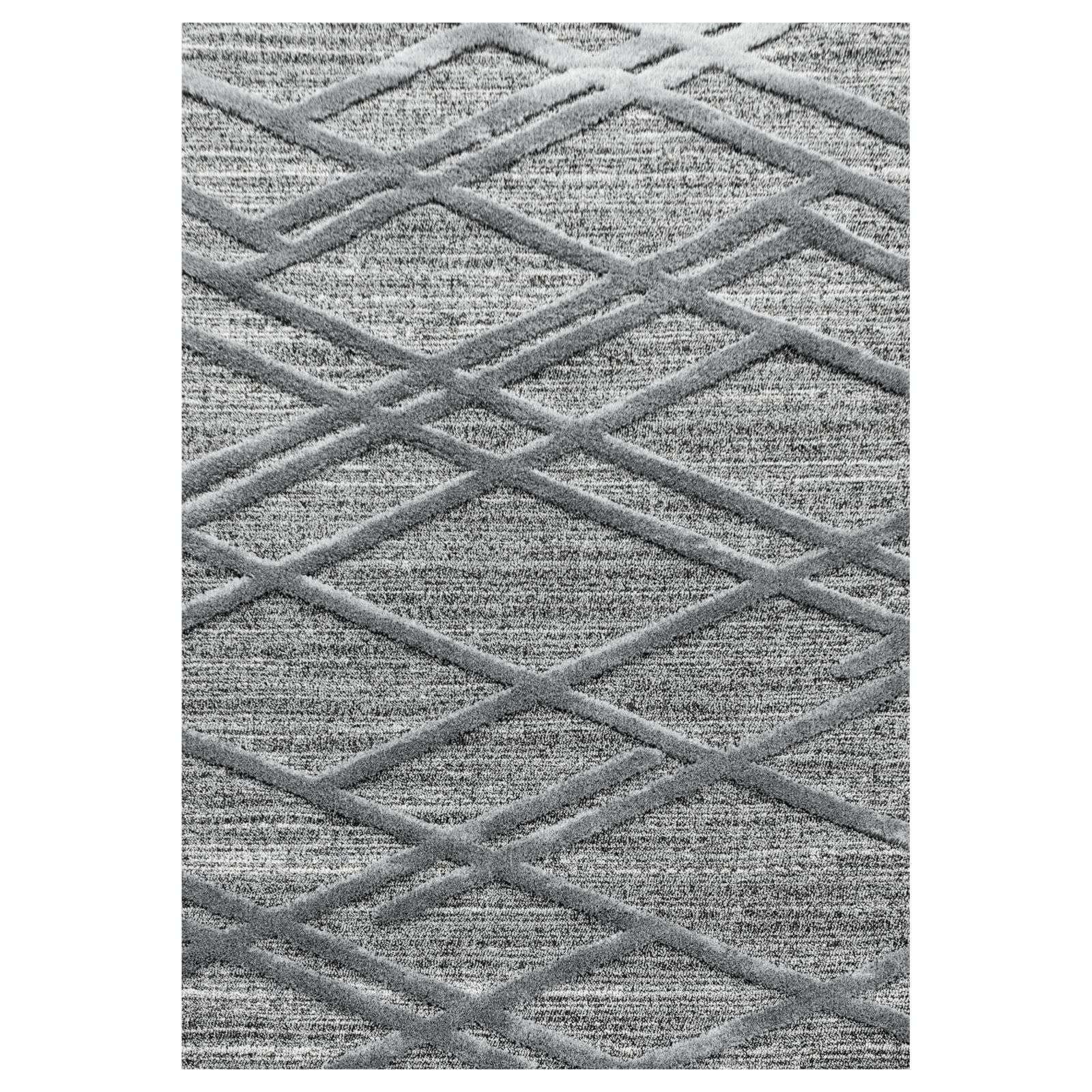 Designteppich Designerteppich Tokio hoch-tief Struktur Wellen grau, TaraCarpet, rechteckig, Höhe: 20 mm, moderner scandi boho Welle grau Wohnzimmer Schlafzimmer Flur 080x150