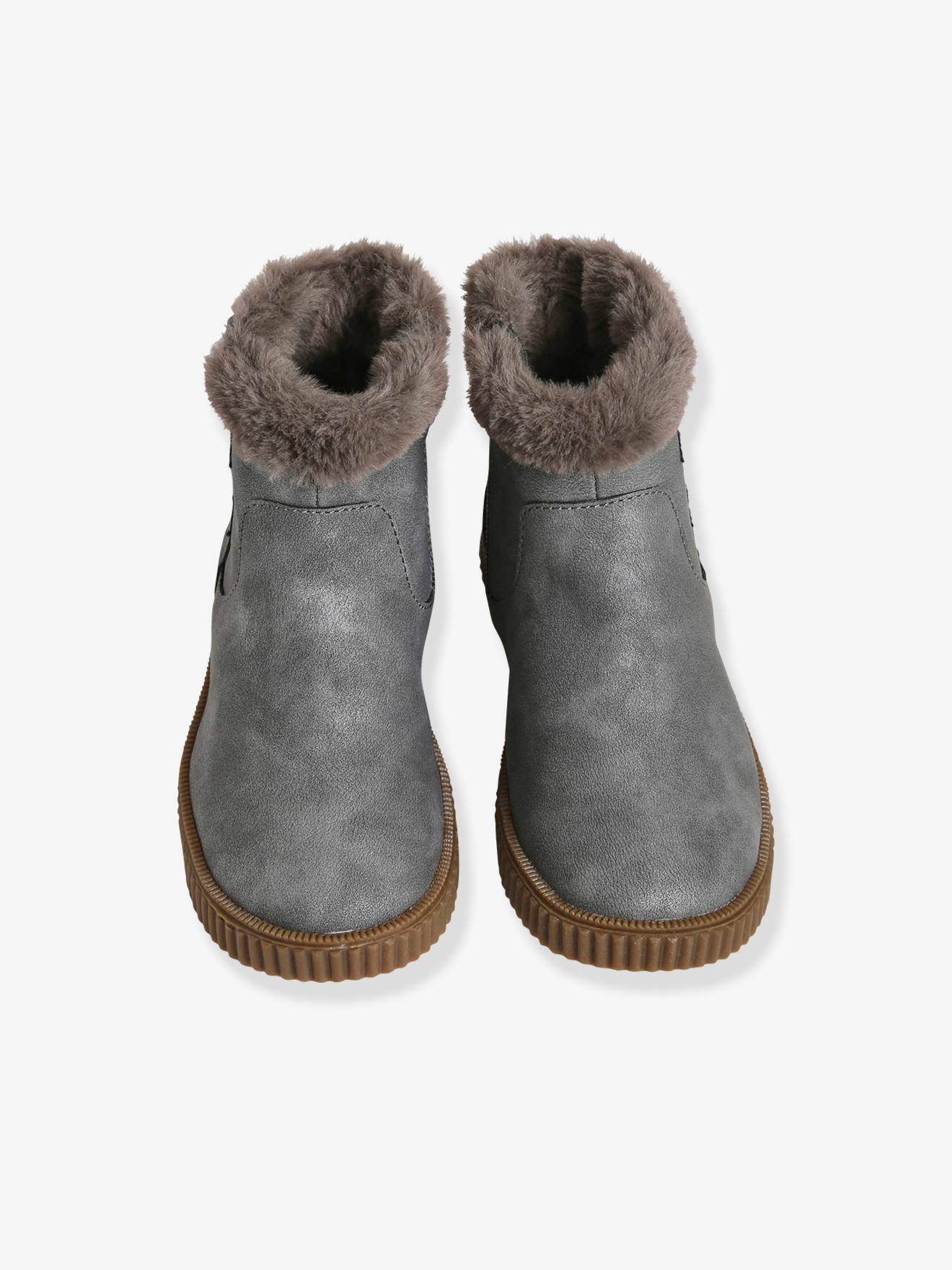Boots fantaisie fourrés fille gris clair