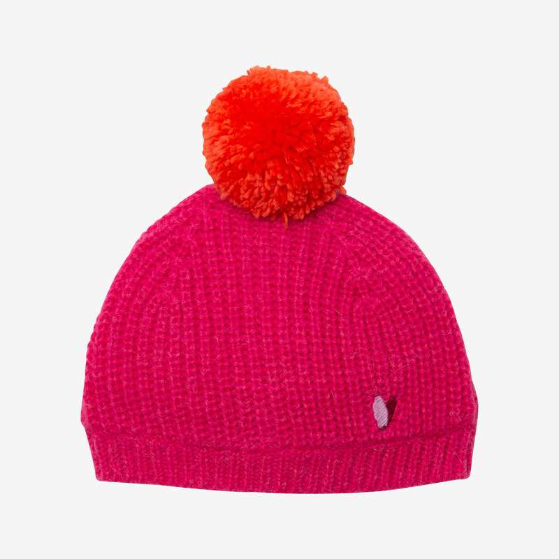 Bonnet bébé fille rose pompon rouge bébé fille Catimini