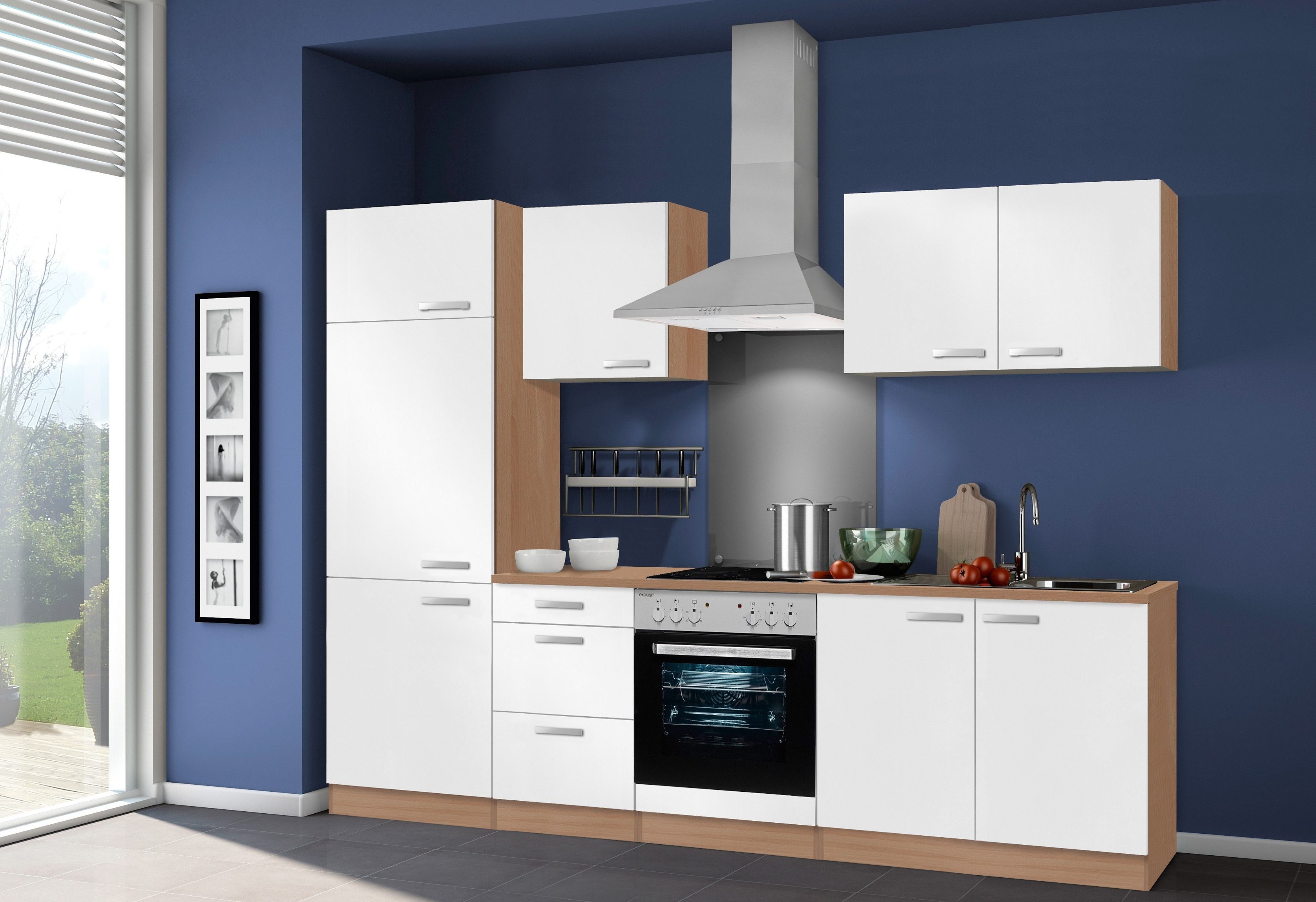 OPTIFIT Küchenzeile Odense, Breite 270 cm, mit 28 mm starker Arbeitsplatte, Gratis Besteckeinsatz