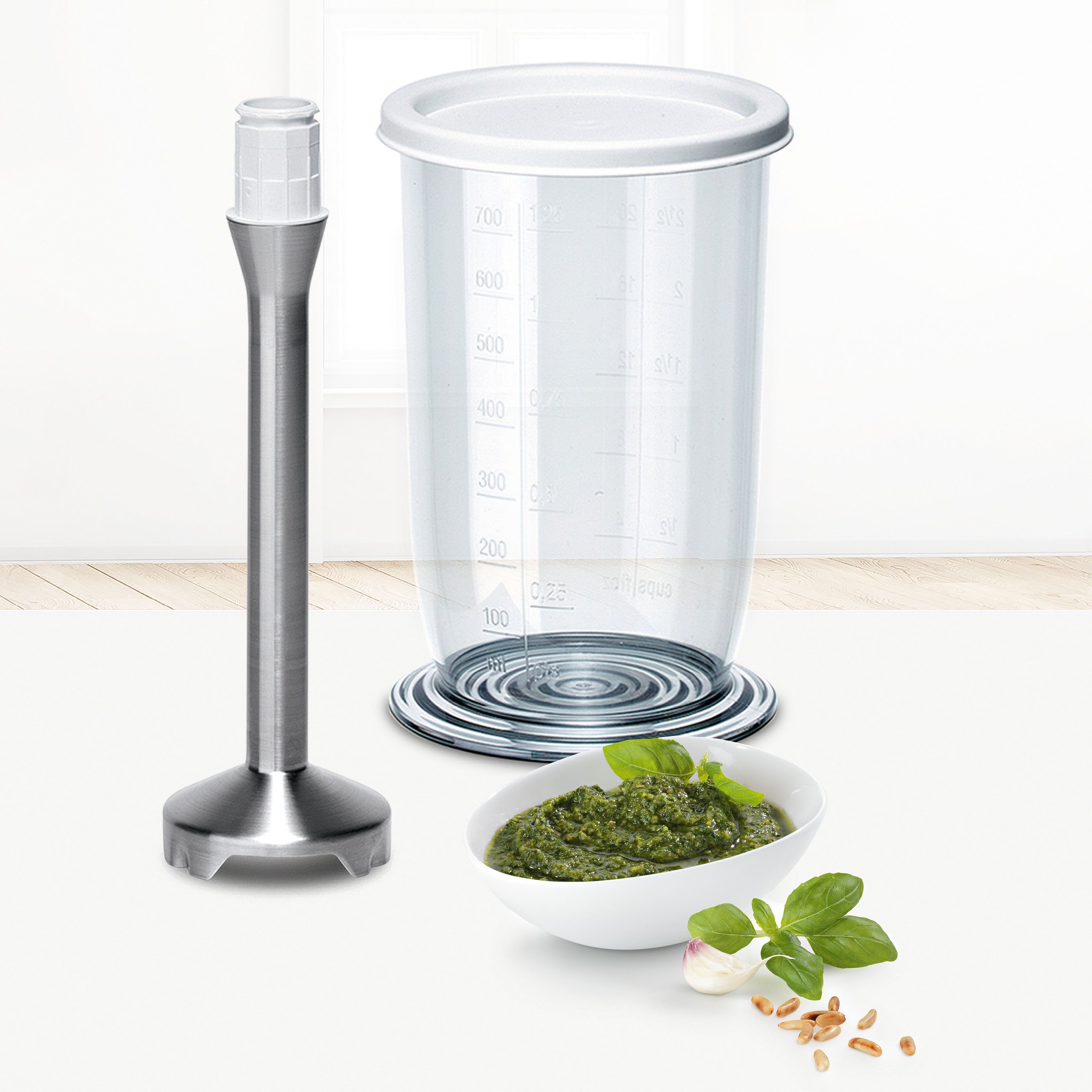 BOSCH Handmixer Styline MFQ4075DE, 550 W, 2 Rührbesen, 2 Edelstahl-Knethaken, 2 Turbobesen, Pürierstab