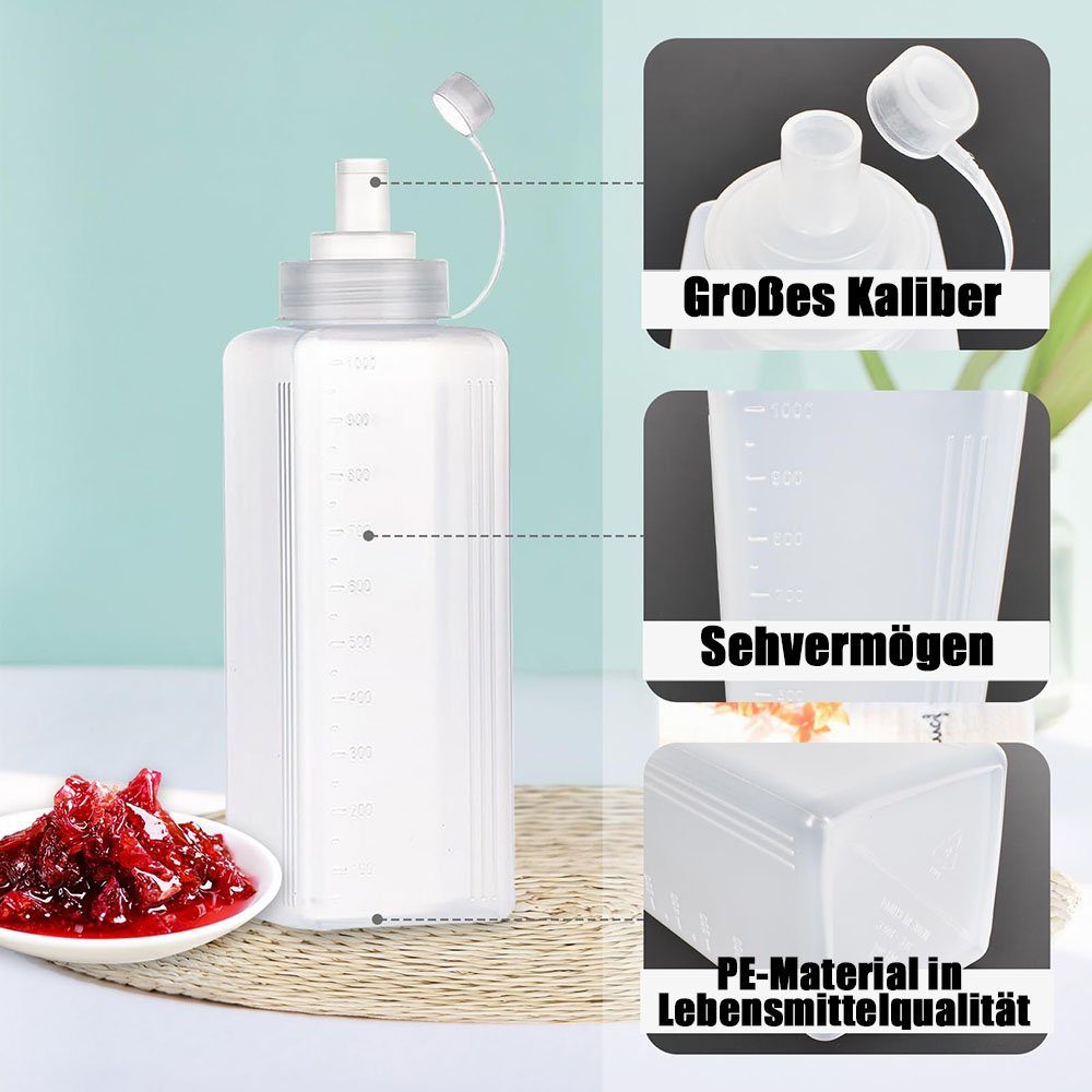 Sarfly Gewürzbehälter 3 Stück Plastik Squeeze Flasche, Mund Quetschflasche Mit Kappen, (3-tlg)