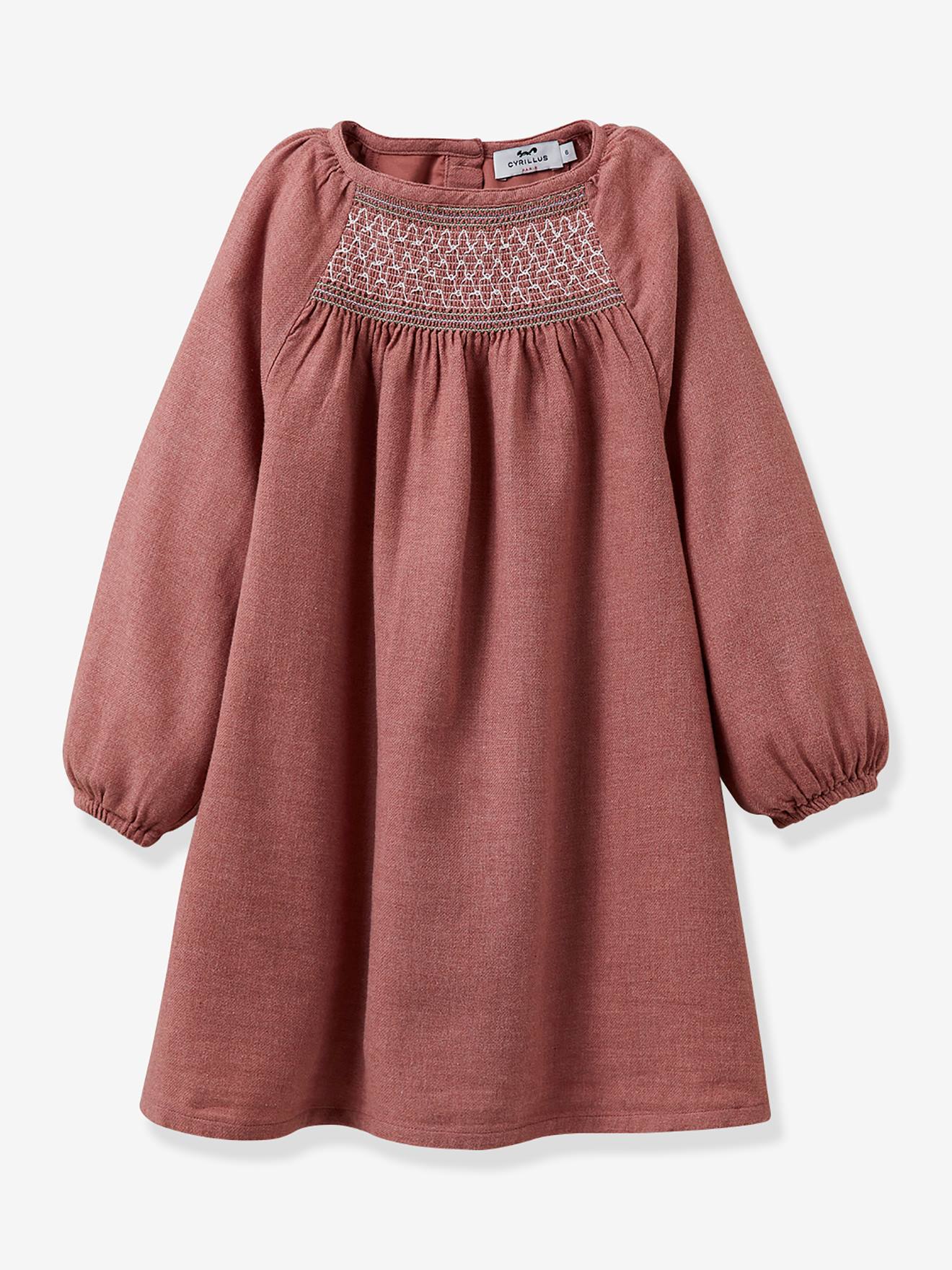 Cyrillus Gesmoktes Mädchen Kleid CYRILLUS - rosa