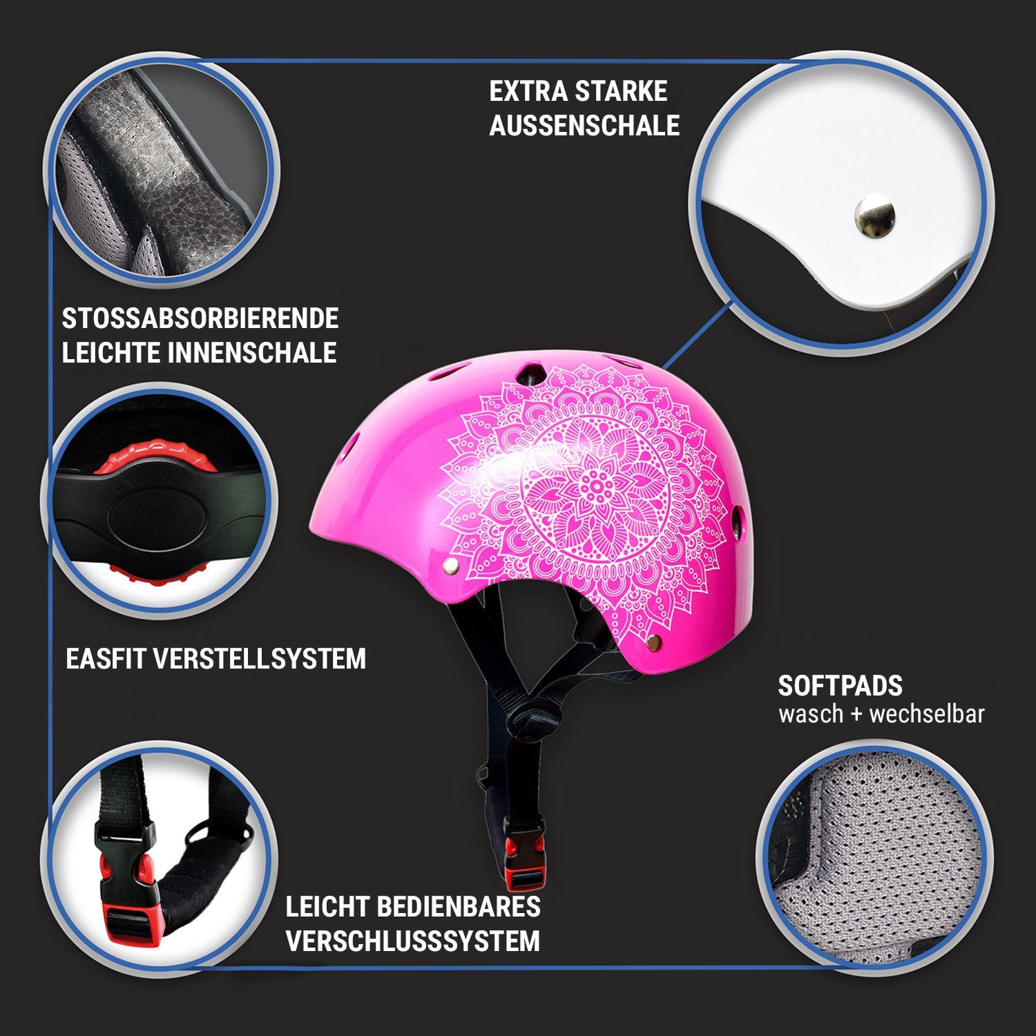 Skullcap Fahrradhelm PINK MANDALA S