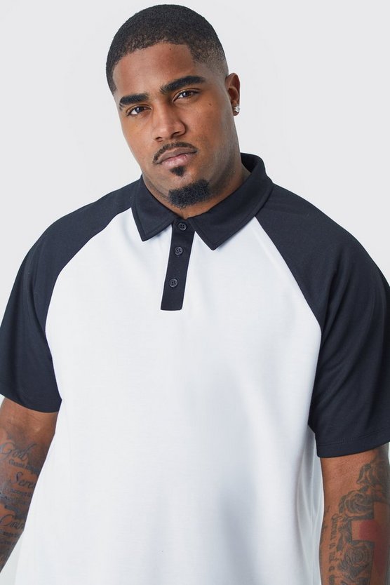 Plus Slim-Fit Raglan Colorblock Poloshirt