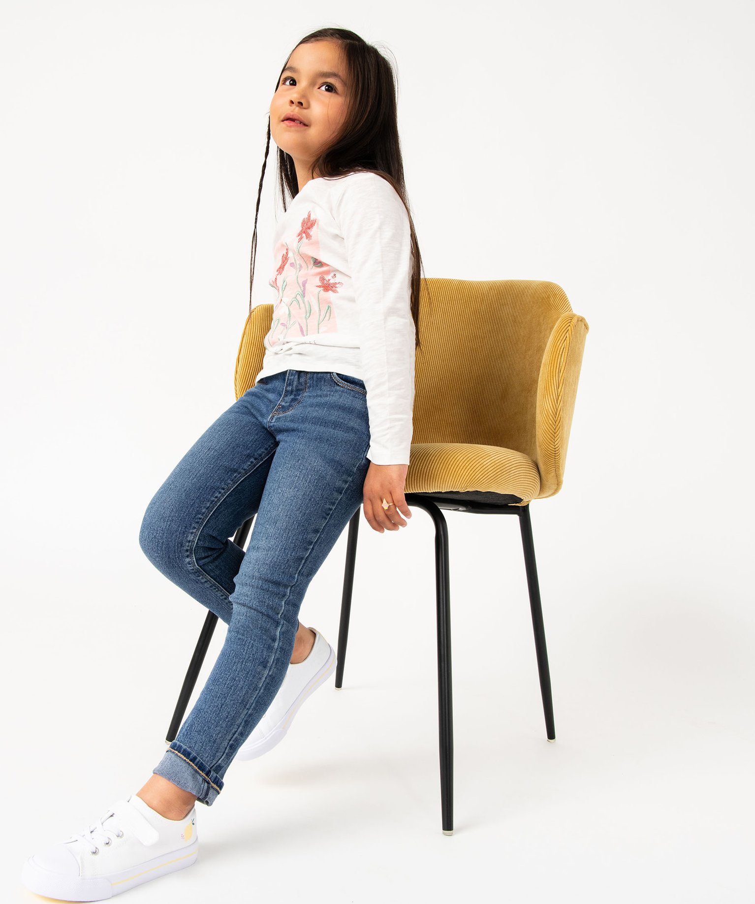 Tee-shirt à manches longues avec motif brodé fille ecru | GEMO