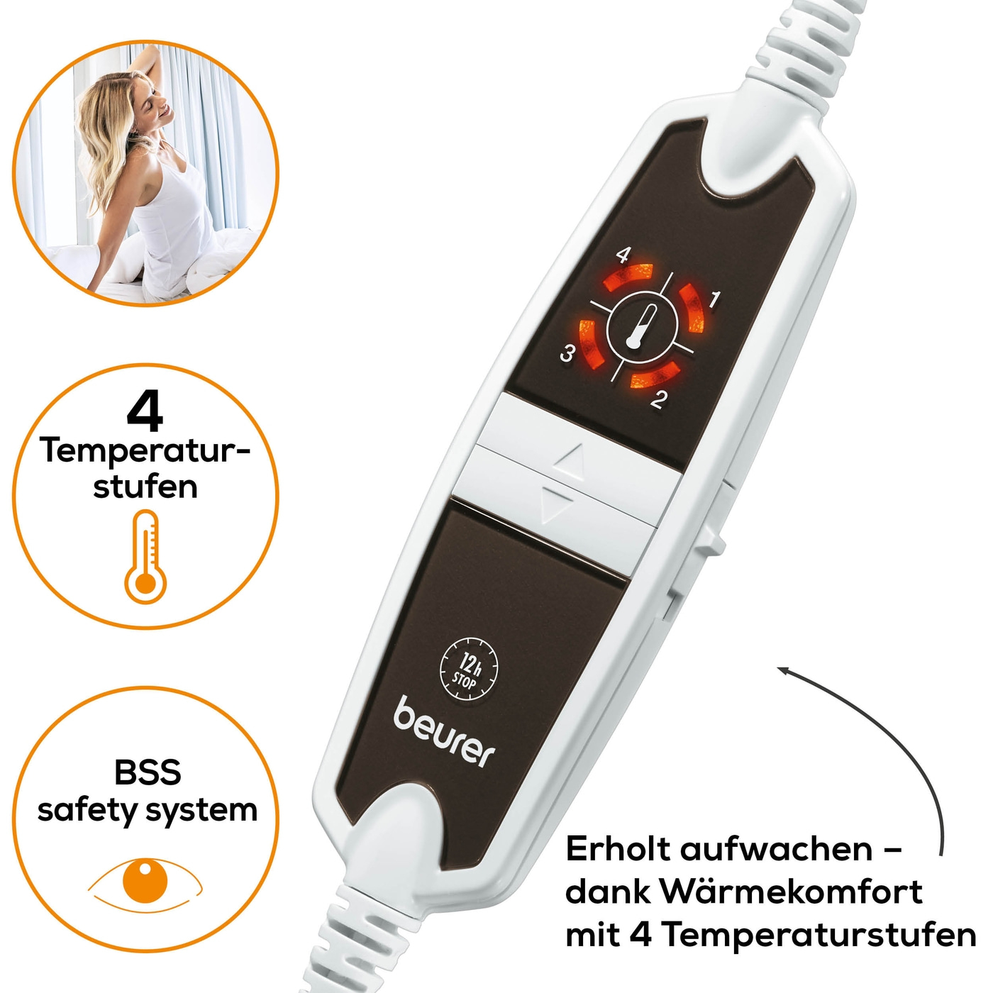 Beurer Wärmeunterbett UB 53 Teddy Single-Extra kuscheliges Wärmeunterbett mit 4 Temperaturstufen & Rückschaltautomatik - 150 x 80 cm