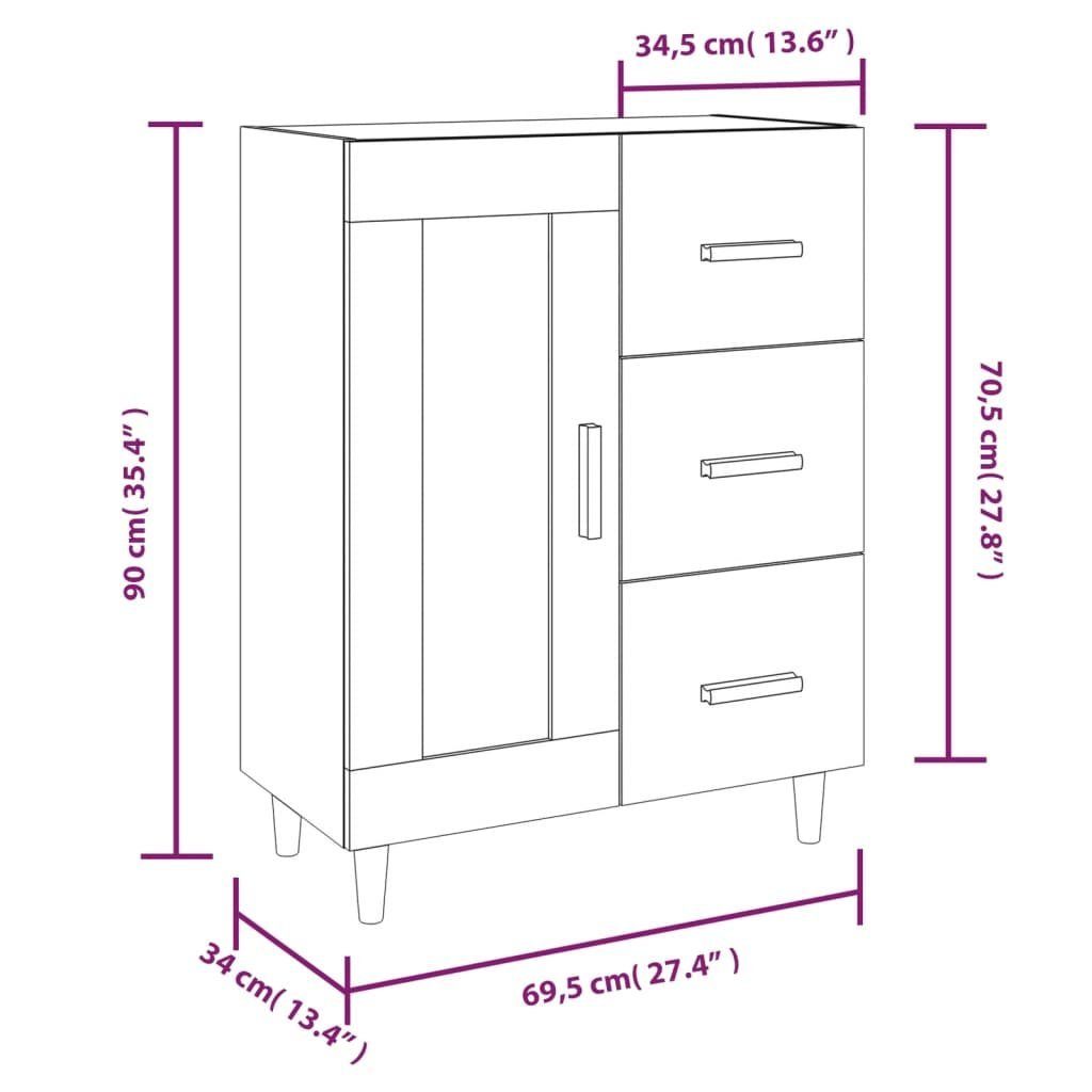 vidaXL Sideboard Sideboard Grau Sonoma 69,5x34x90 cm Holzwerkstoff (1 St)