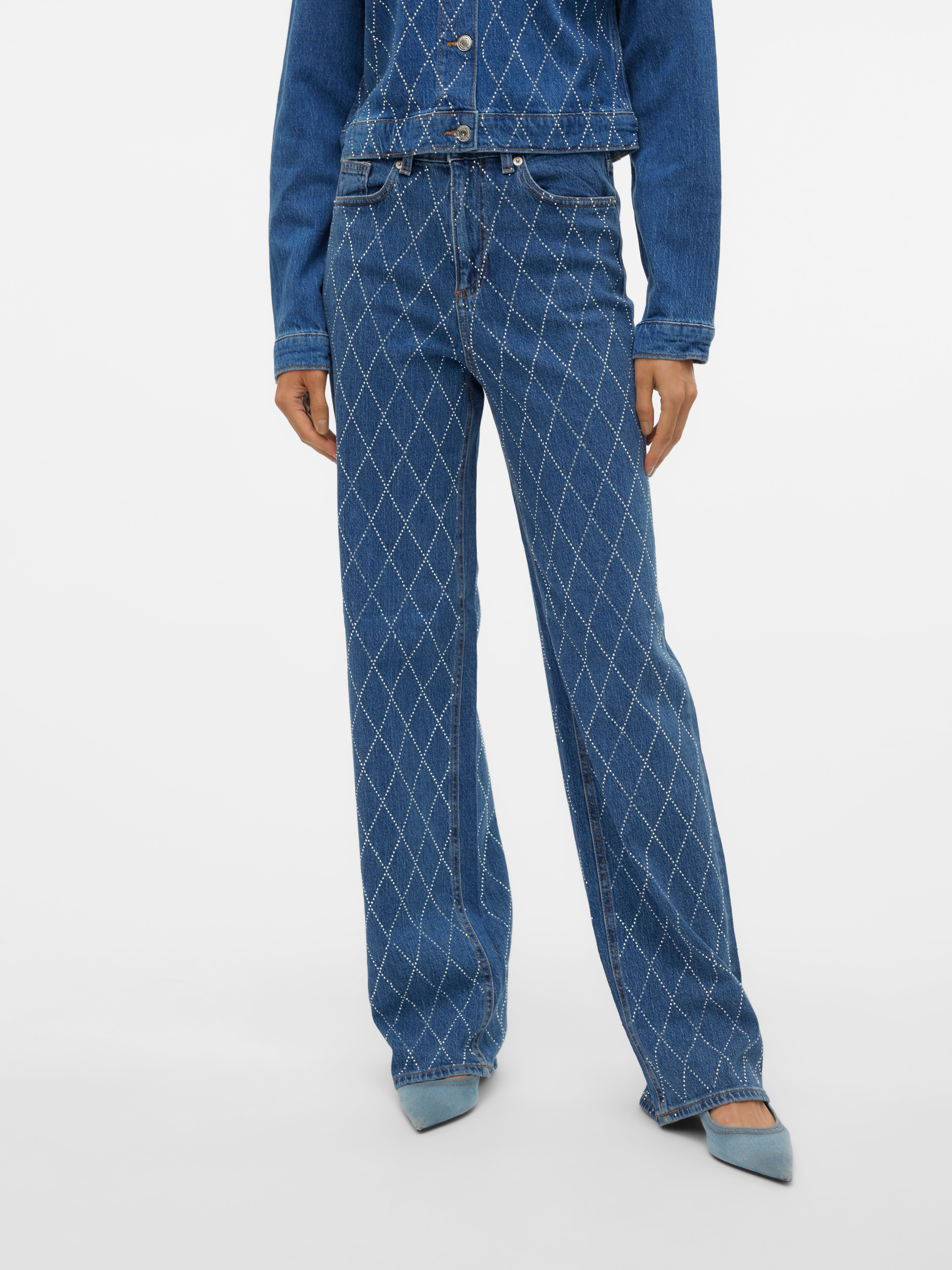 VMTESSA Hohe Taille Weit geschnitten Jeans