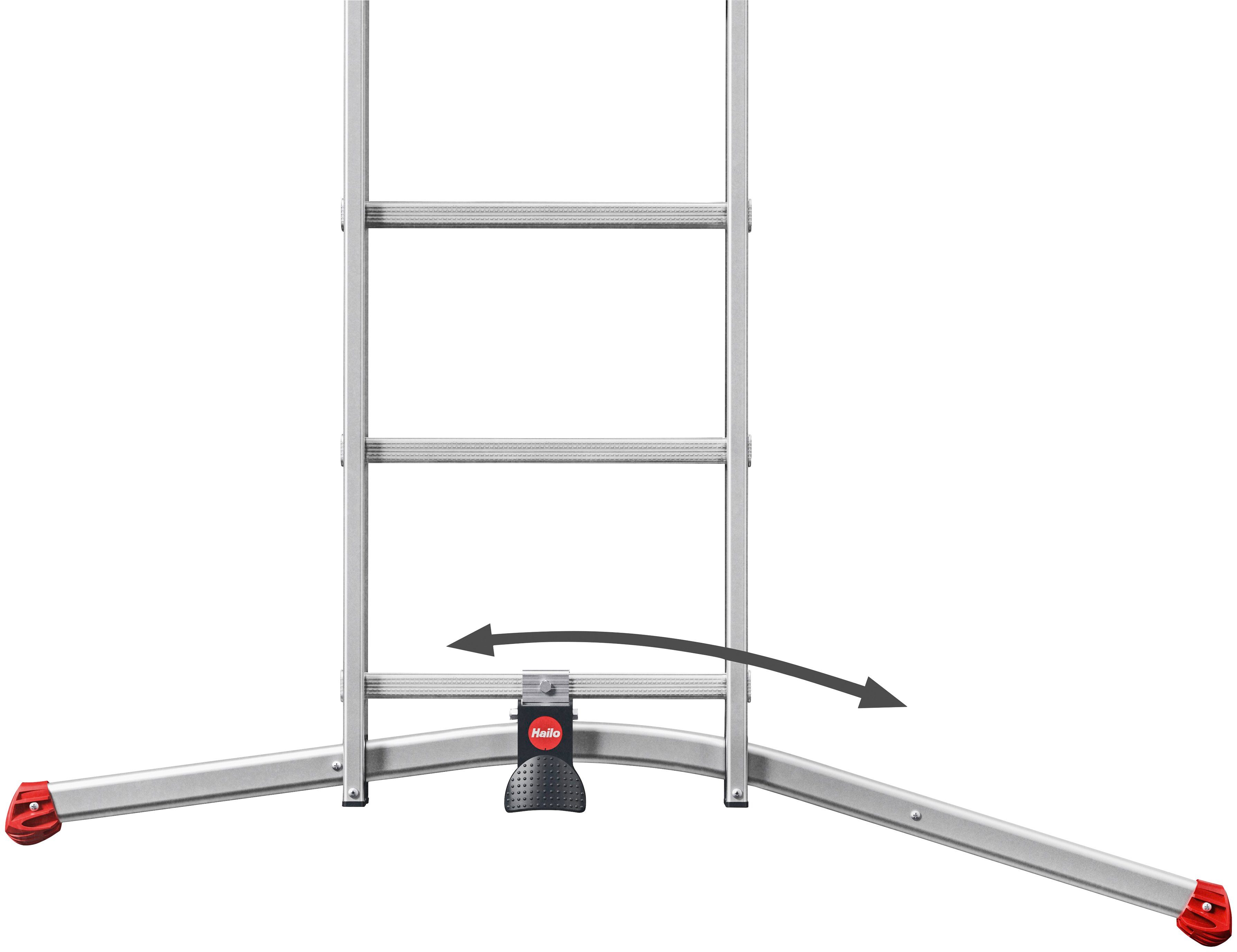 Hailo Vielzweckleiter S100 ProfiLOT, Aluminium Kombileiter 3-teilig 2x6 + 1x5 Sprossen