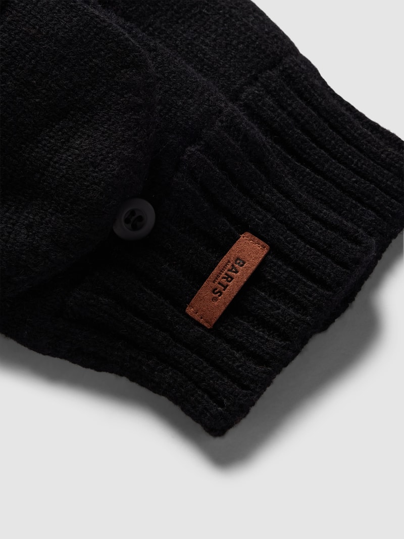 Handschuhe aus Lammawolle mit Label-Detail Modell 'HAAKON' in schwarz