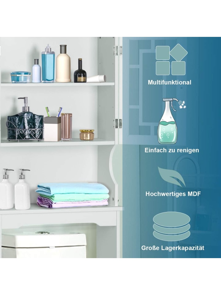 COSTWAY Toilettenschrank mit Tür in Weiß günstig kaufen onesize