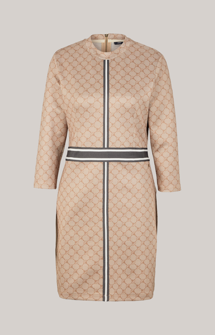 Sweat-Kleid in Beige gemustert