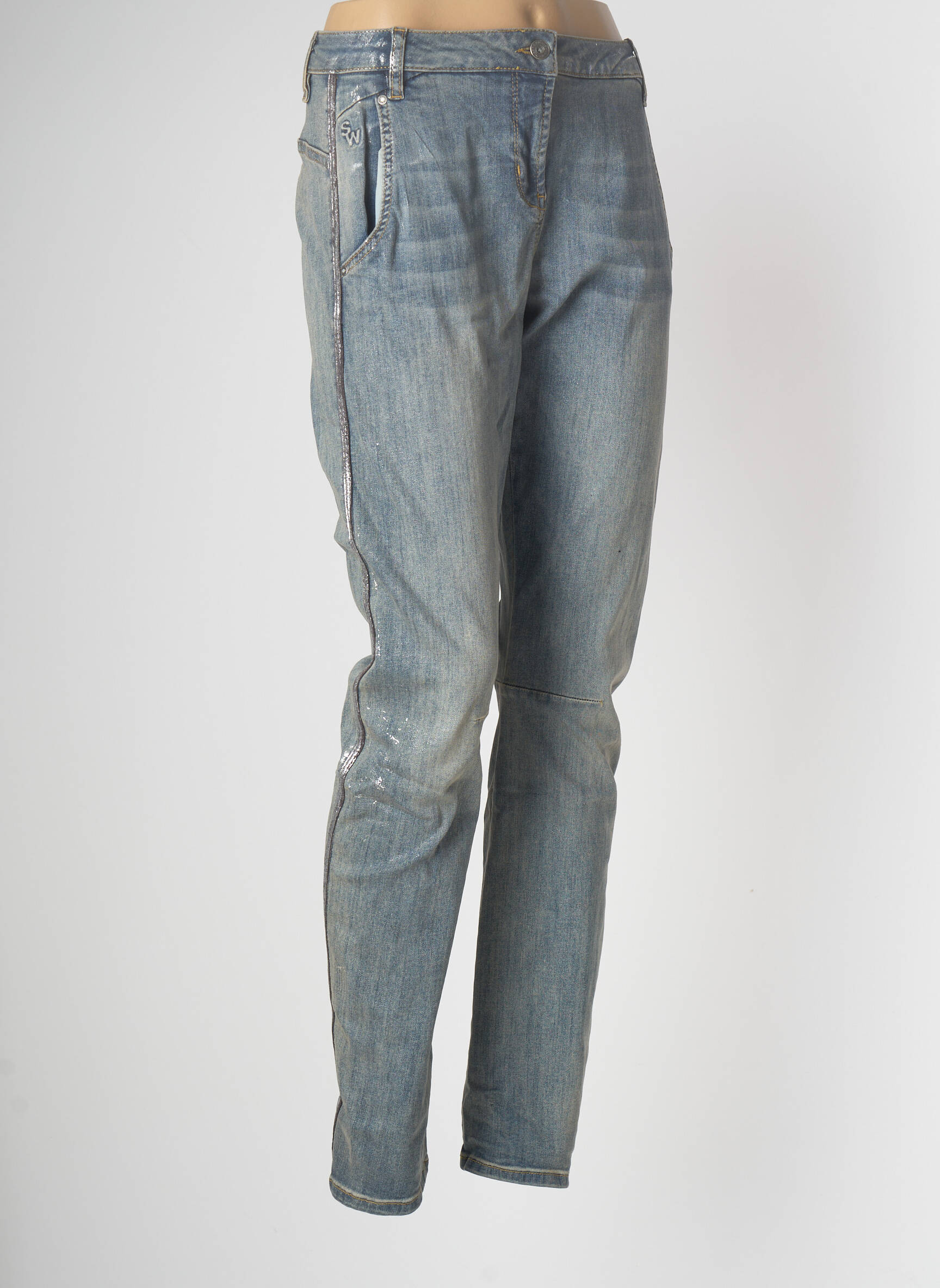 Sandwich Jeans Coupe Slim Femme couleur bleu