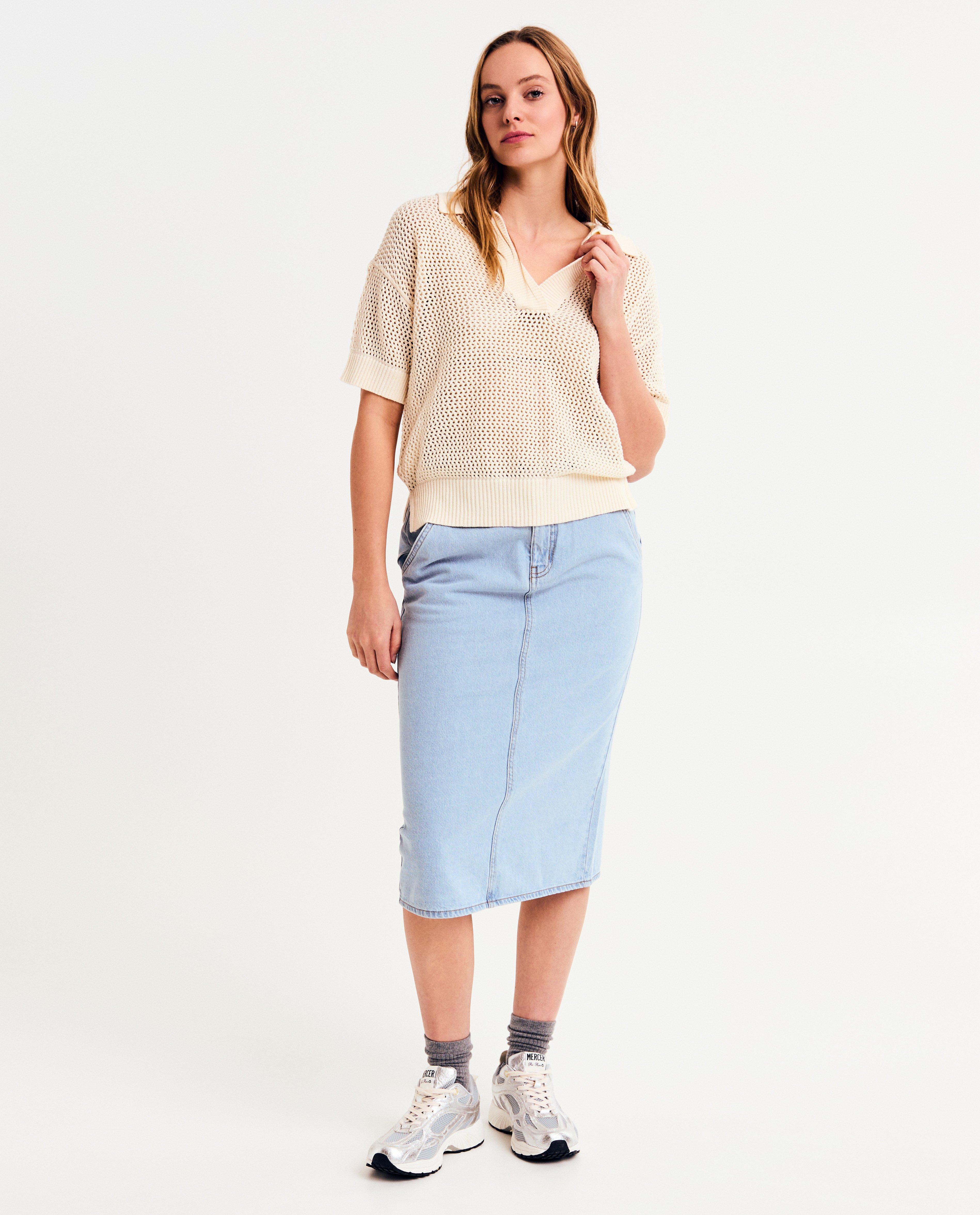 Fustă din denim Sora Blue albastru deschis