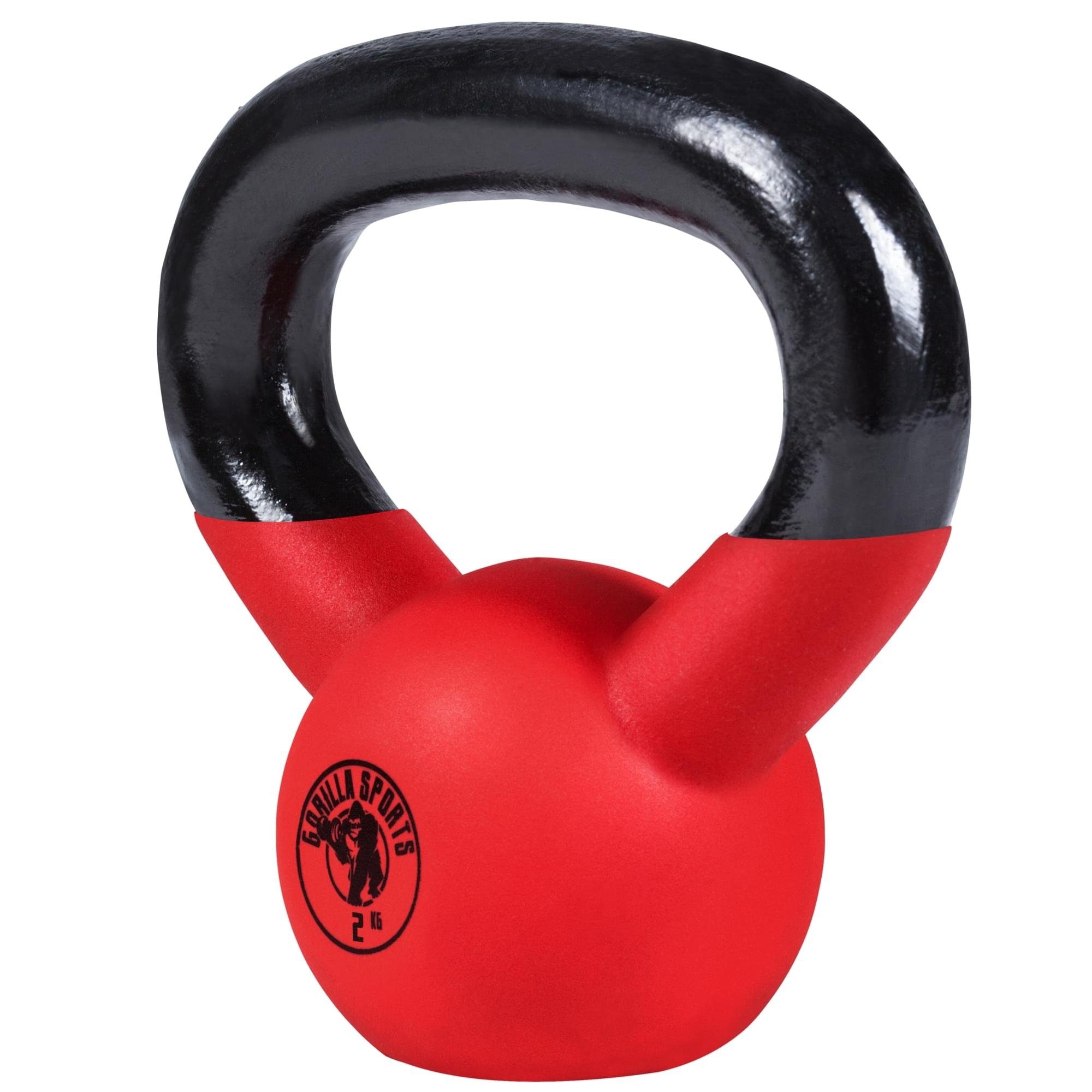 GORILLA SPORTS Kettlebell 2 - 32 kg Gewichte, Gusseisen, Neopren - Kugelhantel, Schwunghantel, (Einzeln / Set)