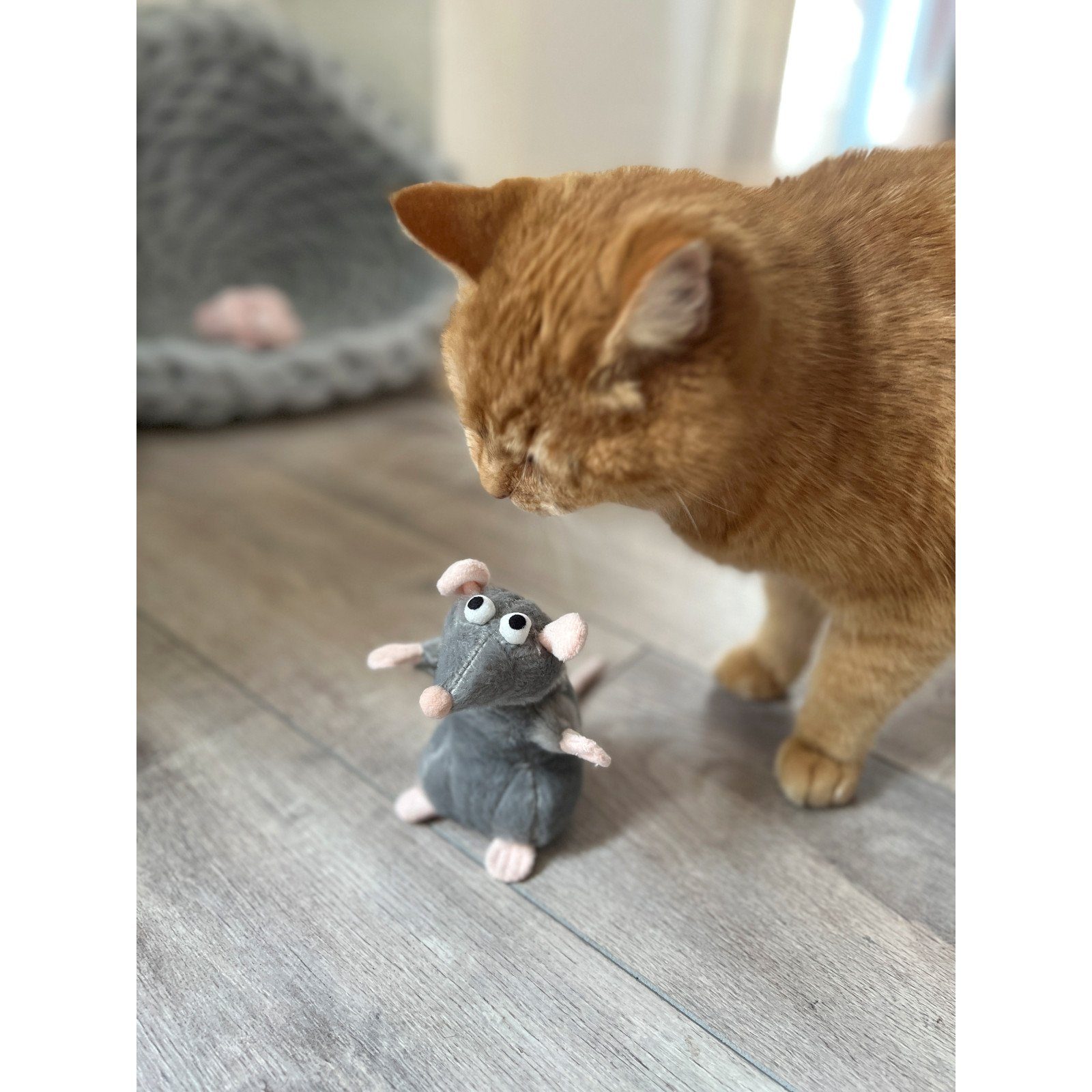 Aumüller Tierkuscheltier Katzenspielkissen mit Baldrian - Ratte Cedric