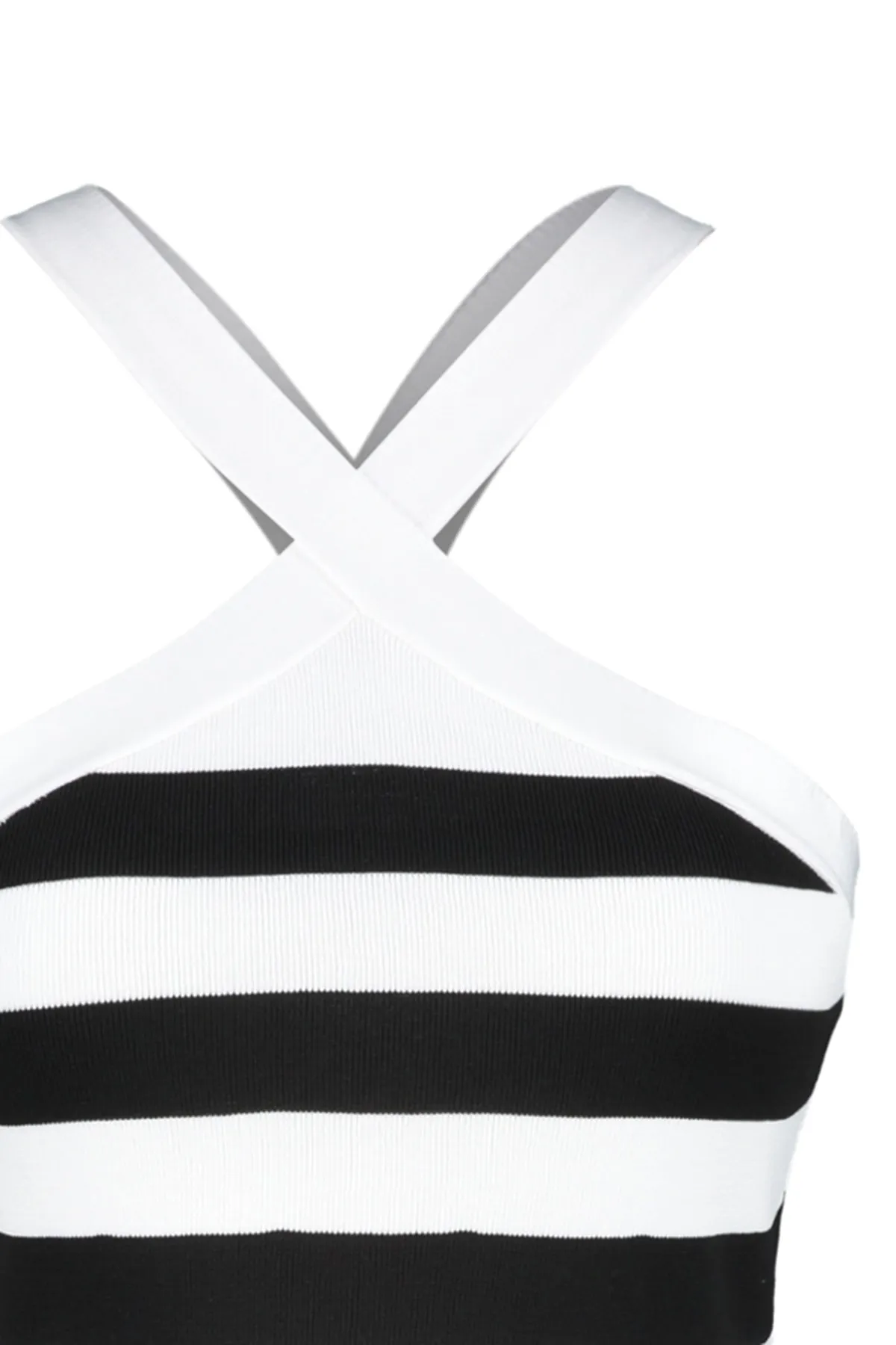 Trendyol Collection  Ecrufarbene Crop-Strickbluse mit Streifen TWOSS23BZ00662