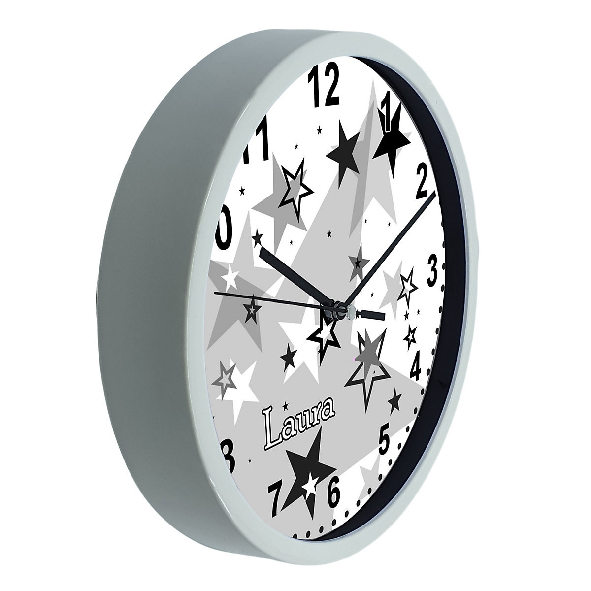 Kinder Wanduhr personalisiert mit Name Sternenhimmel Schwarz
