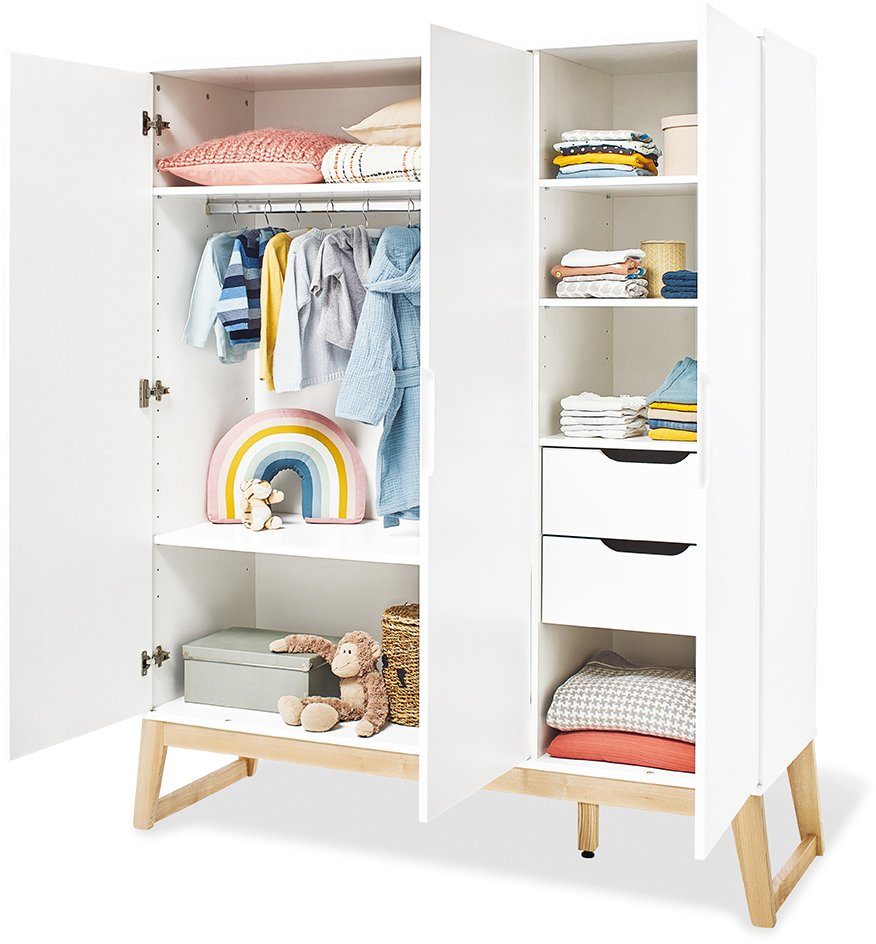 Pinolino® Babyzimmer-Komplettset Bridge, (Set, 3-St., Kinderbett, Kleiderschrank, Wickelkommode), breit, groß; mit Kinderbett, Schrank und Wickelkommode; Made in Europe