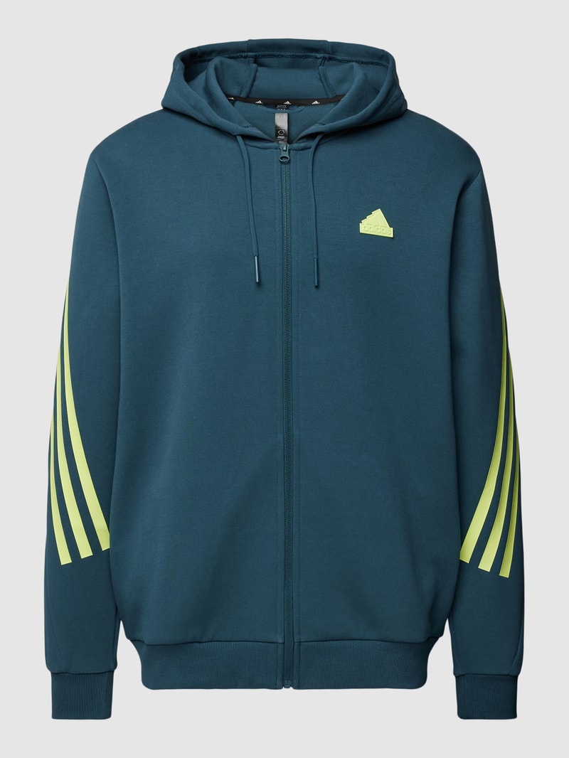 Sweatjacke mit Label-Patch in petrol