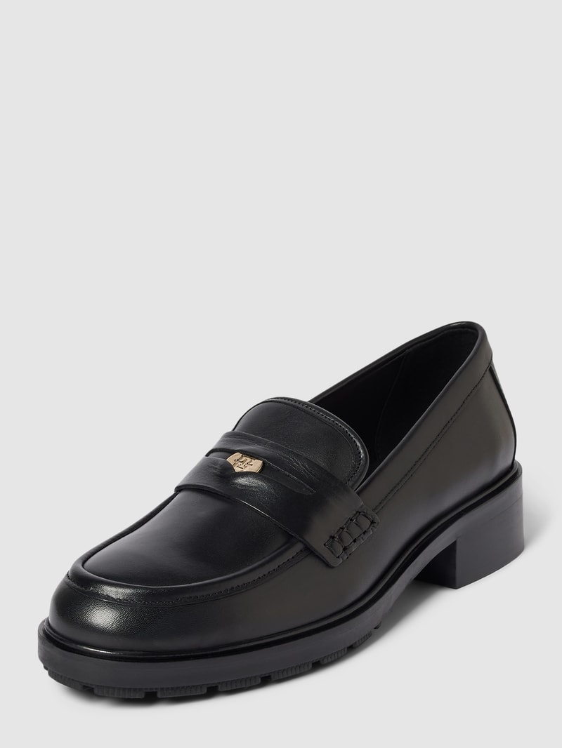 Penny-Loafer aus echtem Leder Modell 'ICONIC' in schwarz