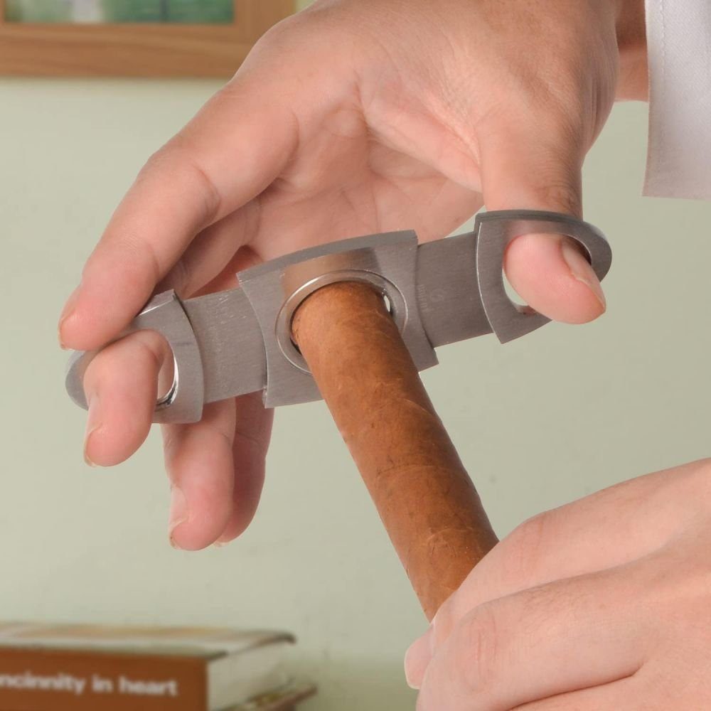 Devenirriche Humidor Zigarren Etui, 3 Tube Zigarren Humidor aus Krokodile Getreide Leder