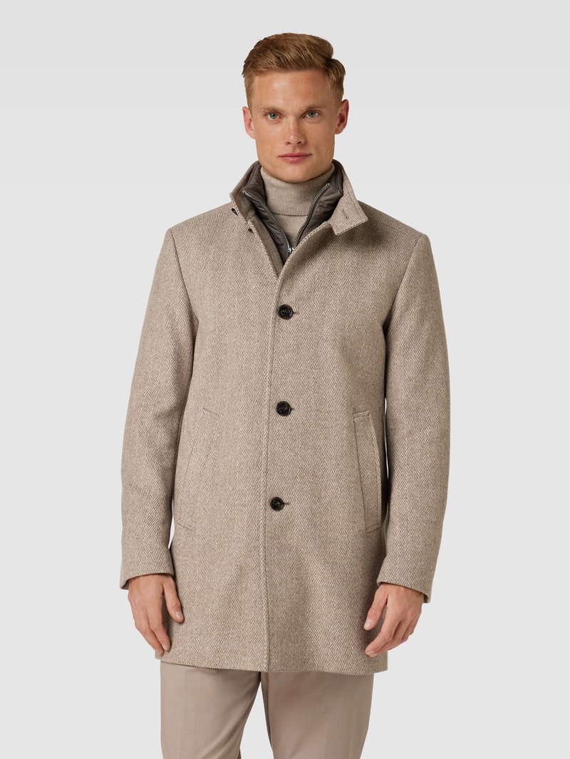 Kurzmantel mit Stehkragen Modell 'Maico' in camel meliert