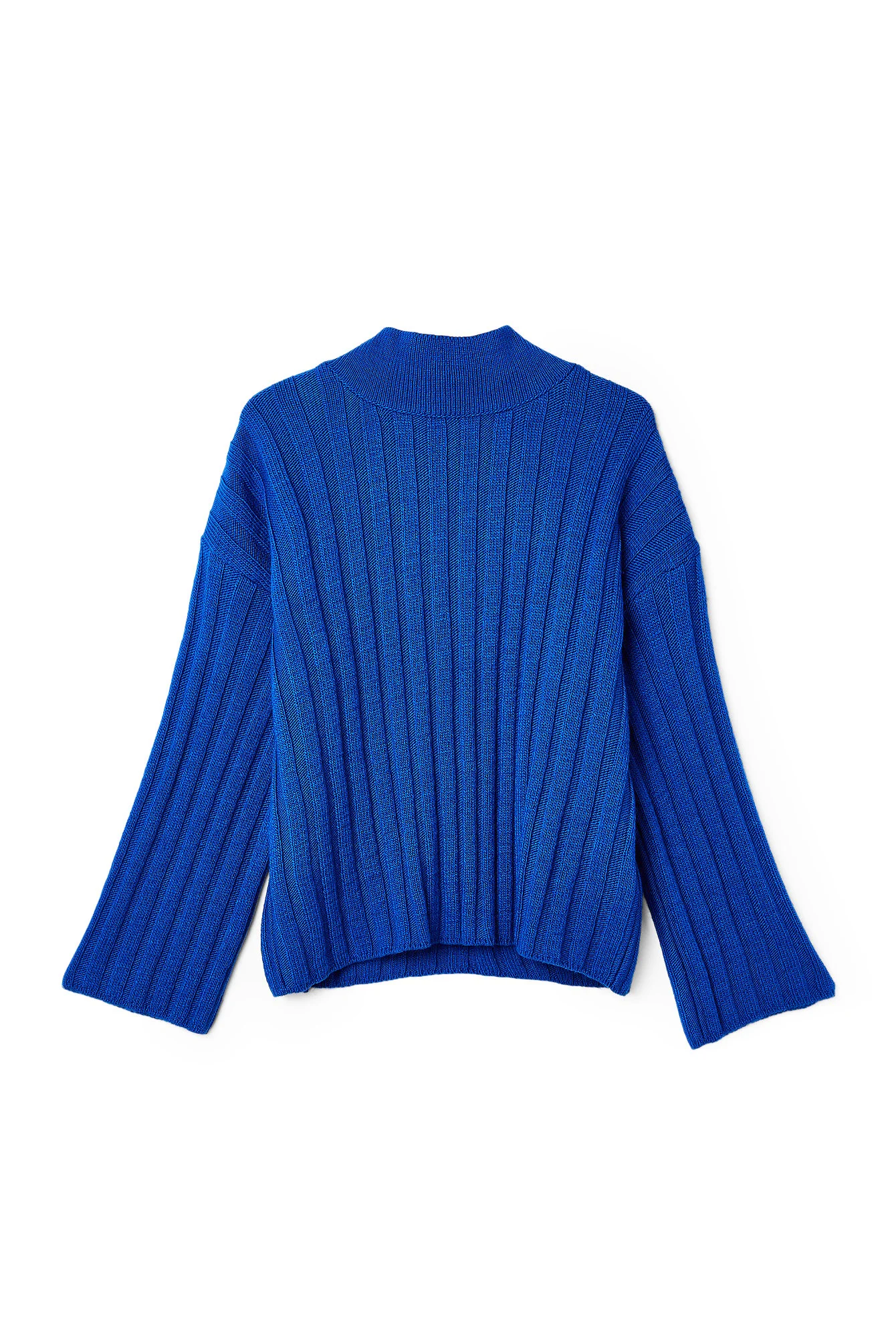 Gerippter Strickpullover mit Rollkragen