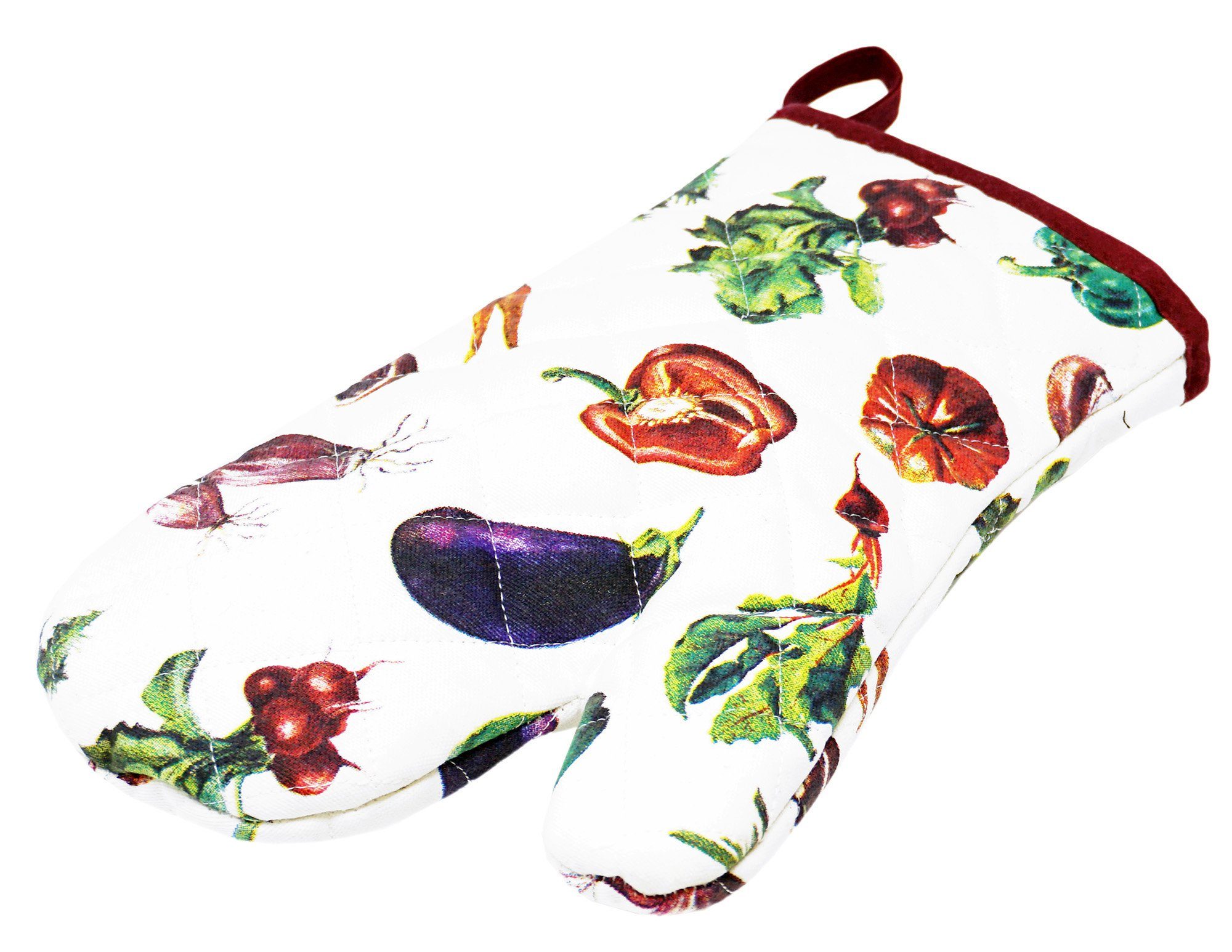 Lashuma Topfhandschuhe Gemüse, (Set, 2-tlg), Küchenhandschuhe bedruckt, Backhandschuhe 30x20 cm