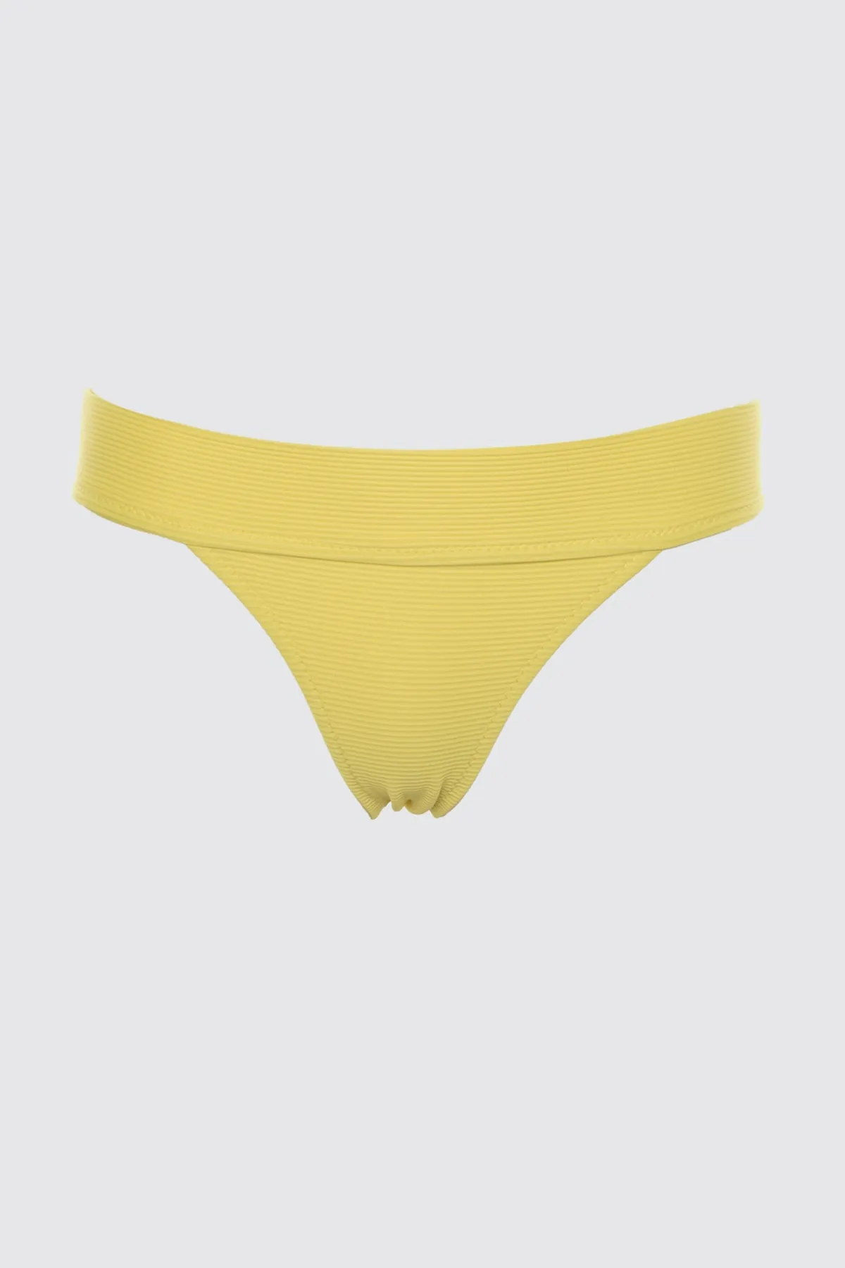 Trendyol Collection  Gelbe strukturierte Bikinihose mit normaler Taille TBESS21BA0091