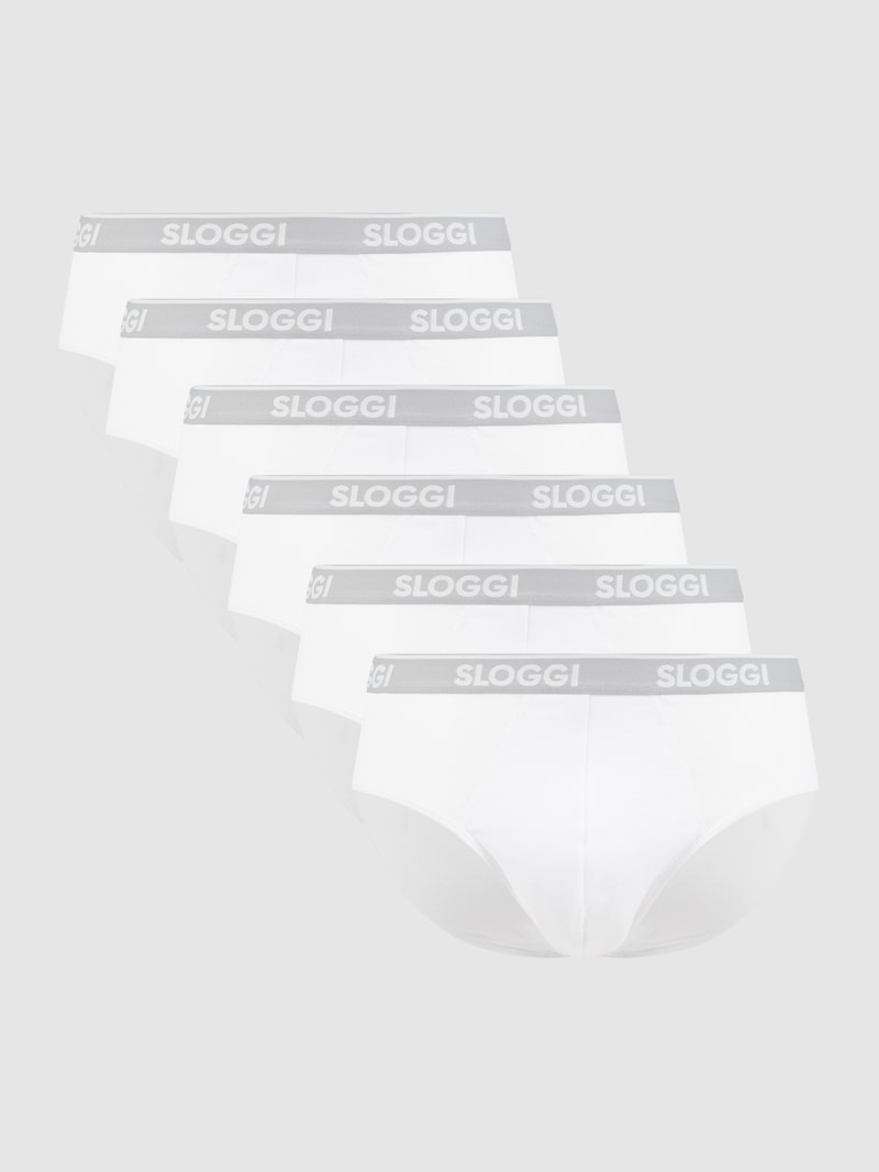 Slip mit Stretch-Anteil im 6er-Pack in weiß