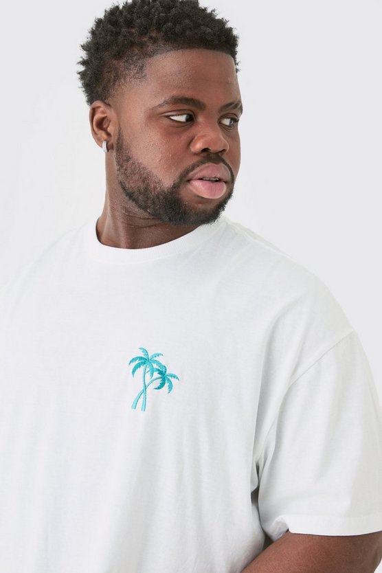 Plus Oversize T-Shirt mit Palmen-Stickerei