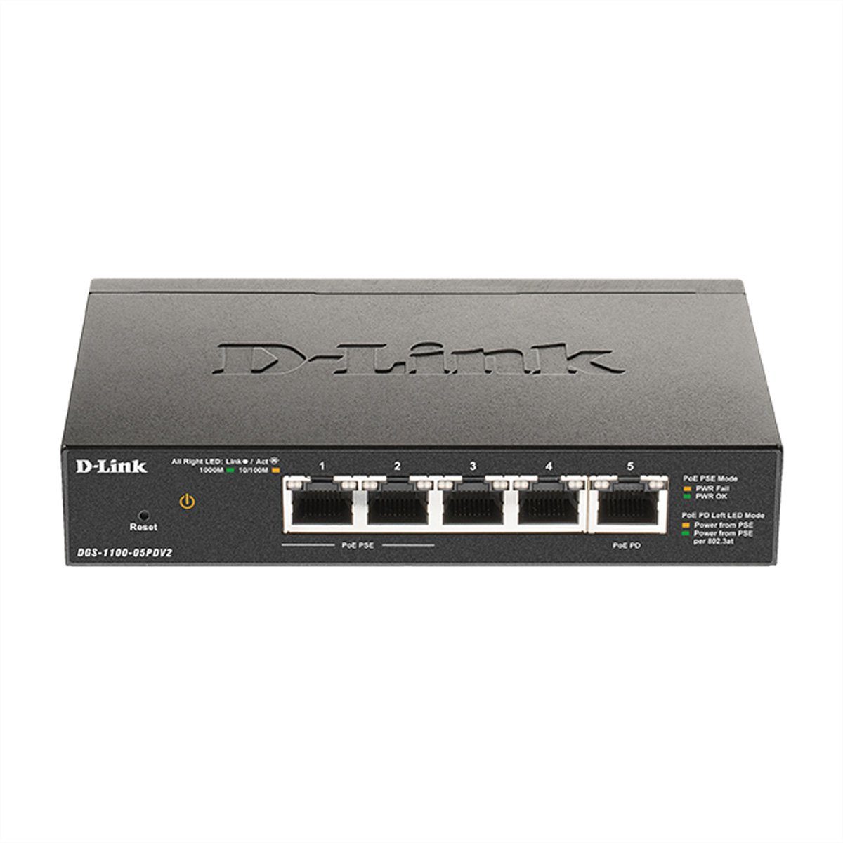 D-Link DGS-1100-05PDV2 5-Port Smart Gigabit Switch PoE-powered PoE Netzwerk-Switch