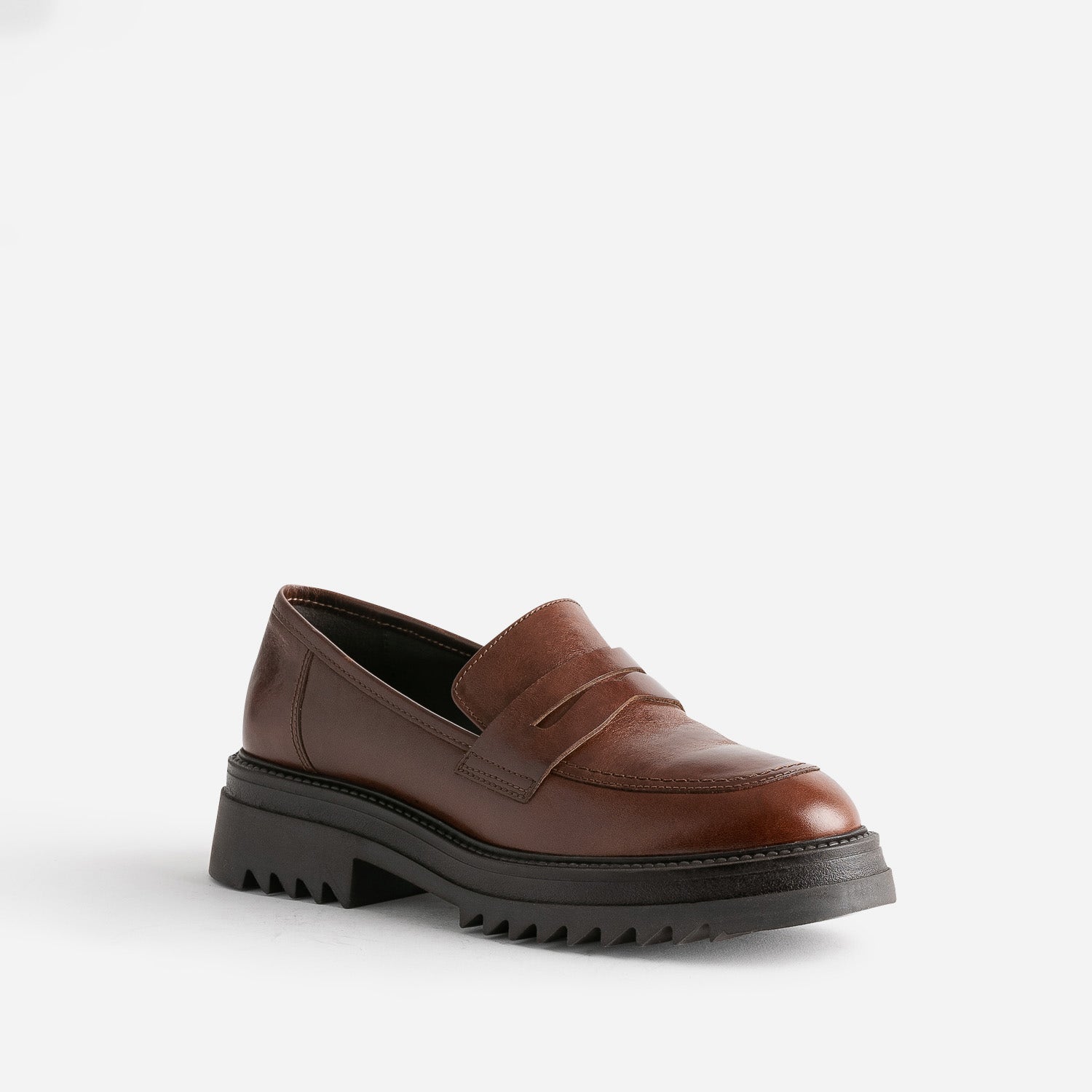 Mocassin TEXTO cognac en cuir à semelle crantée
